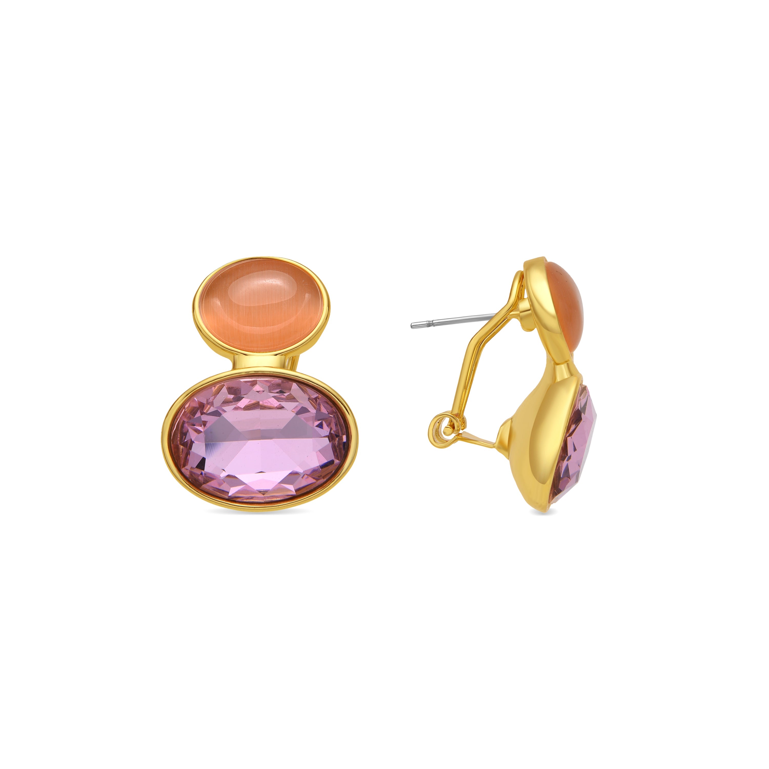 Pendientes acabado oro amarillo de 18k y Cristal Morado - Sigro