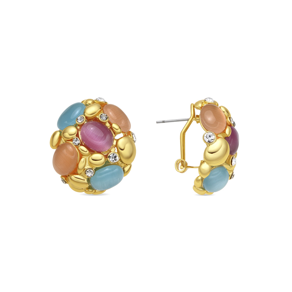 Pendientes Shyal de Ojo de Gato Multicolor acabado oro amarillo de 18k