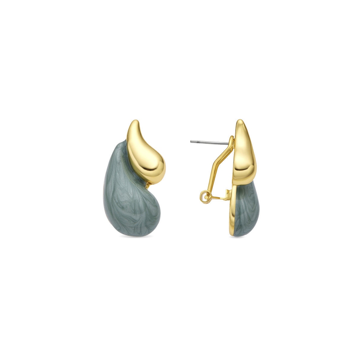 Pendientes Udver de Lacado Verde acabado oro amarillo de 18k