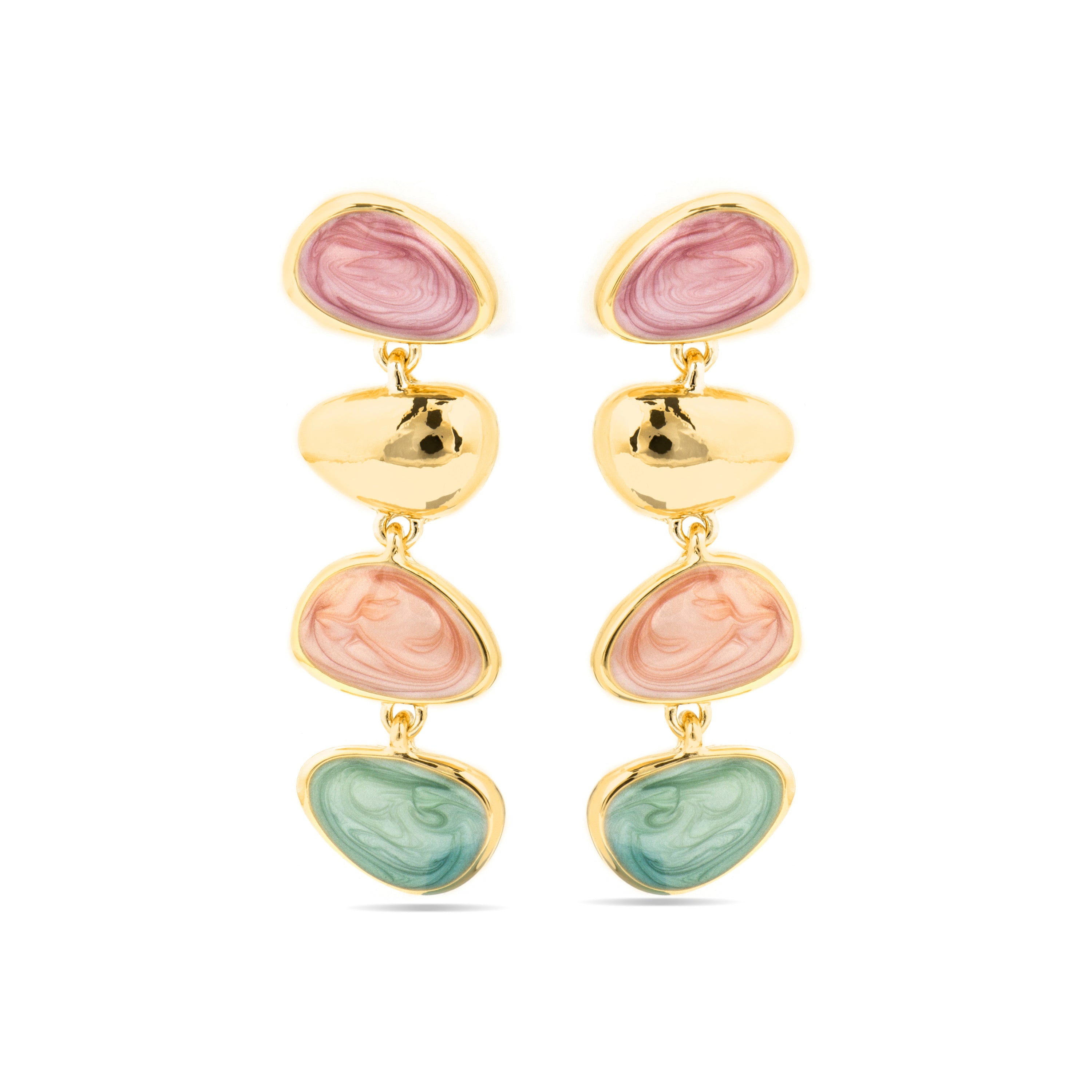 Pendientes acabado oro amarillo de 18k y Lacado Multicolor - Bolhy