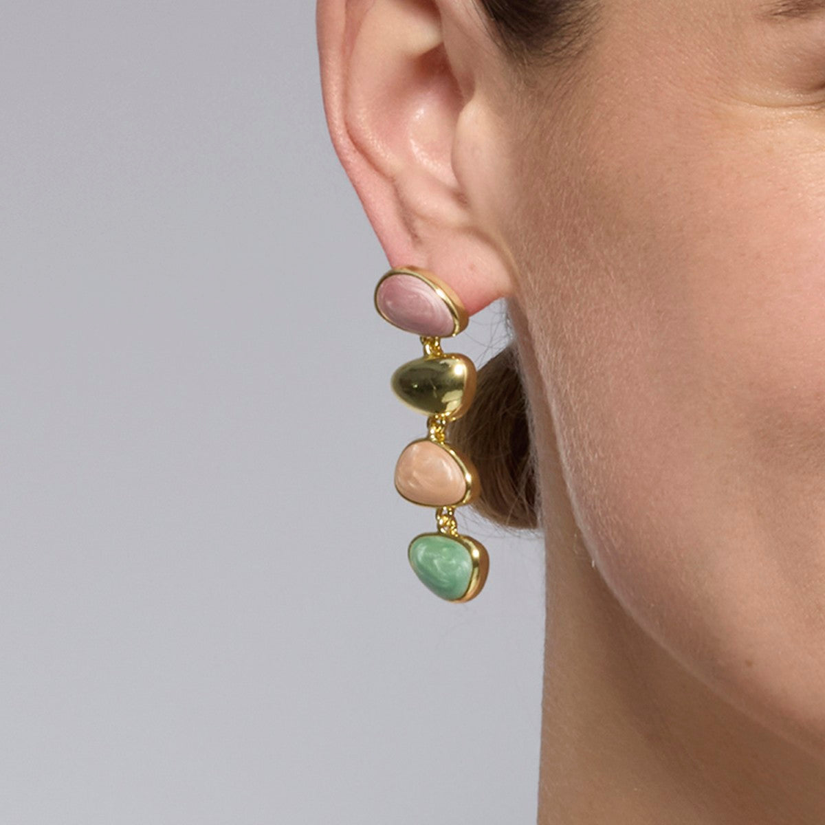 Pendientes acabado oro amarillo de 18k y Lacado Multicolor - Bolhy