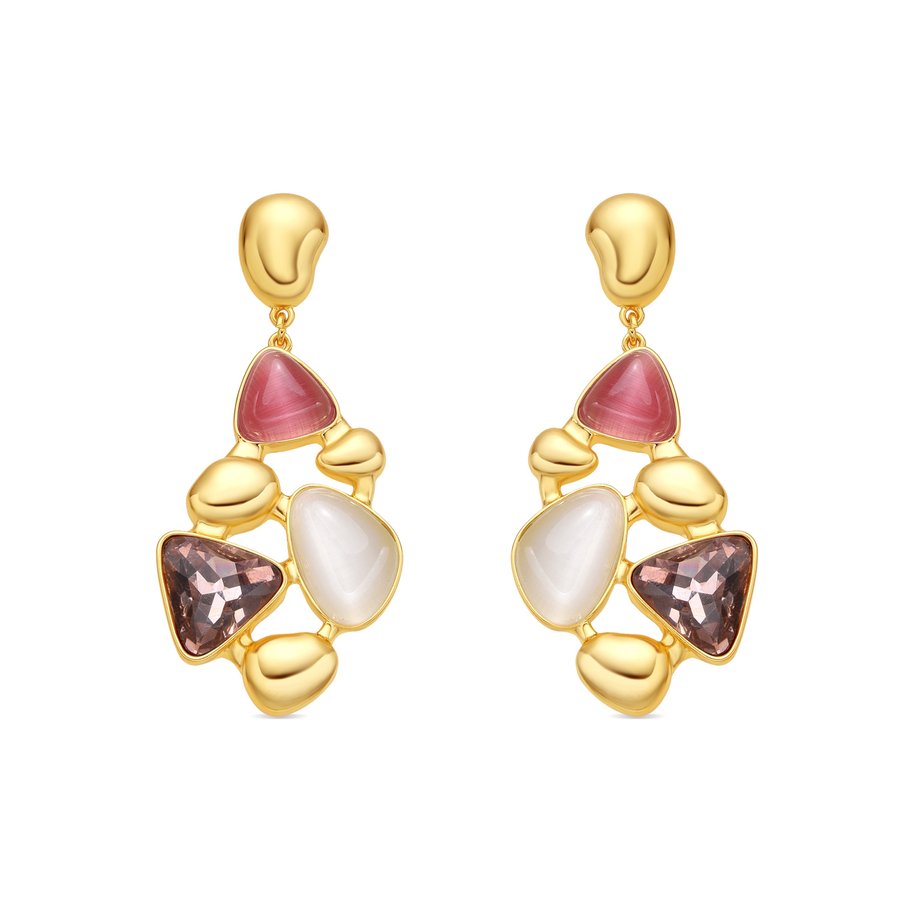 Pendientes acabado oro amarillo de 18k y Cristal Multicolor - Naxmo