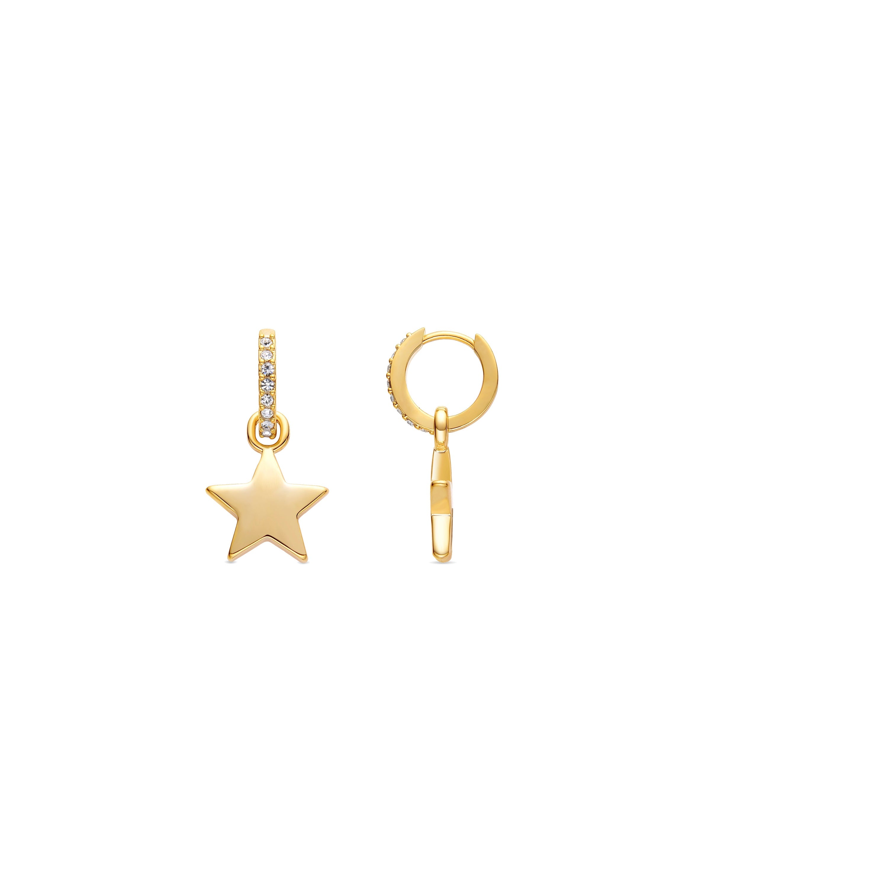 Pendientes de Circonita Brillante acabados en oro amarillo de 18K - Estrella