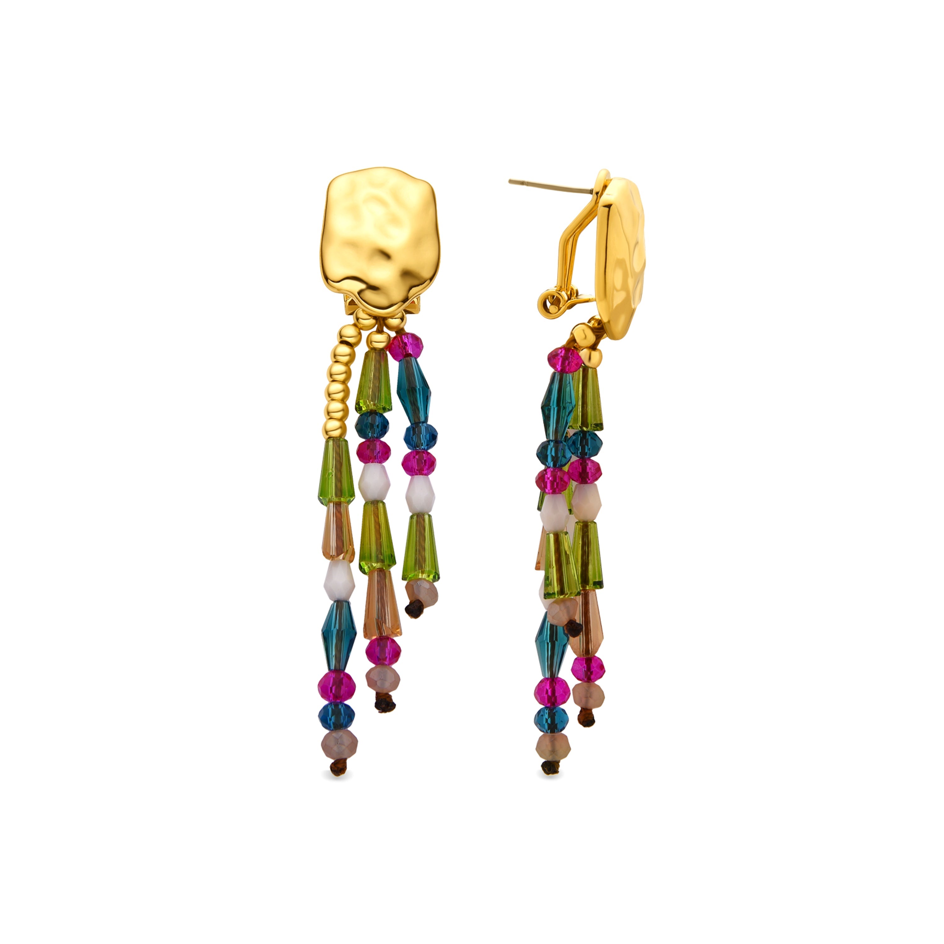 Pendientes acabado oro amarillo de 18k y Cristal Multicolor - Eutha