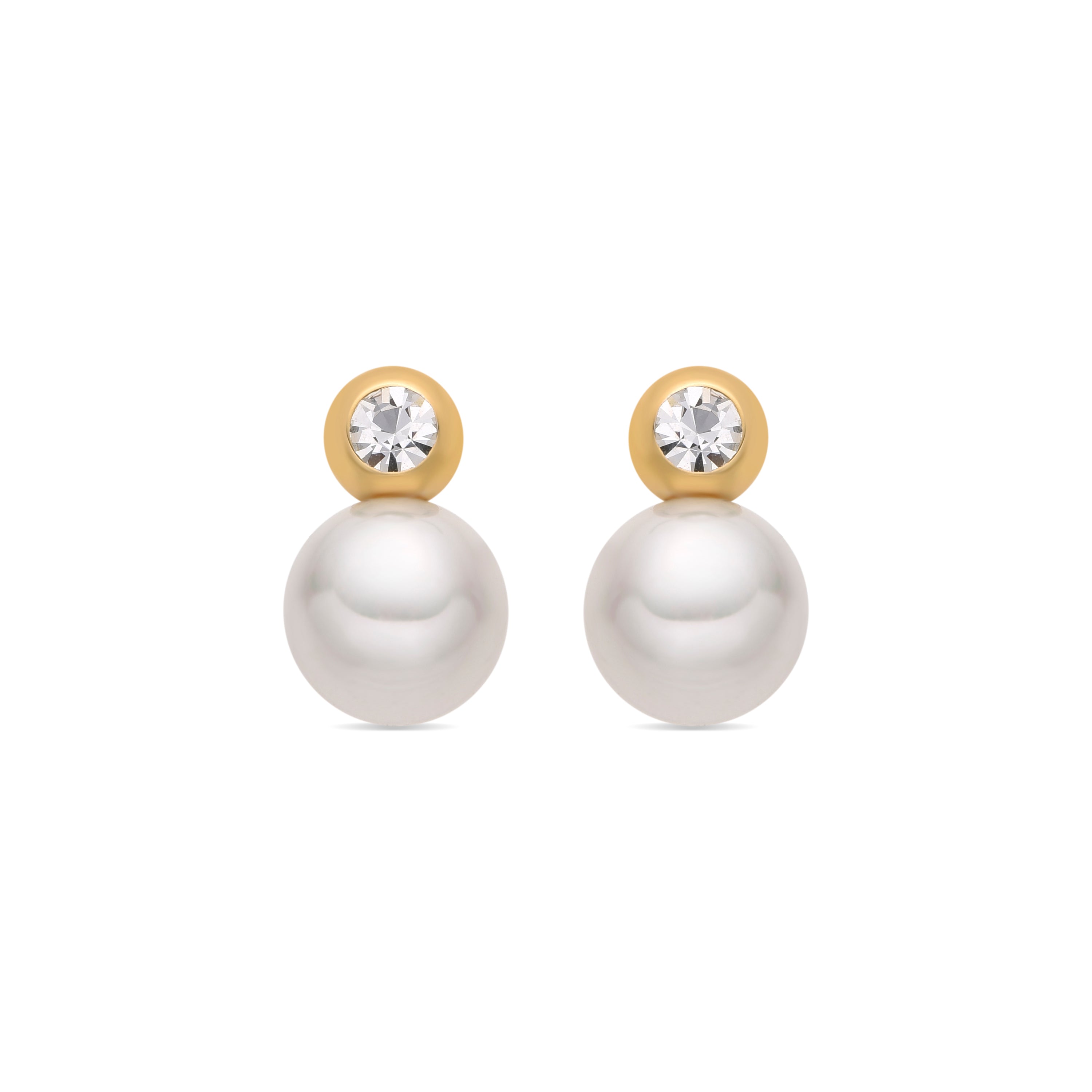 Pendientes con Perla Blanca acabado oro 18k - Asny
