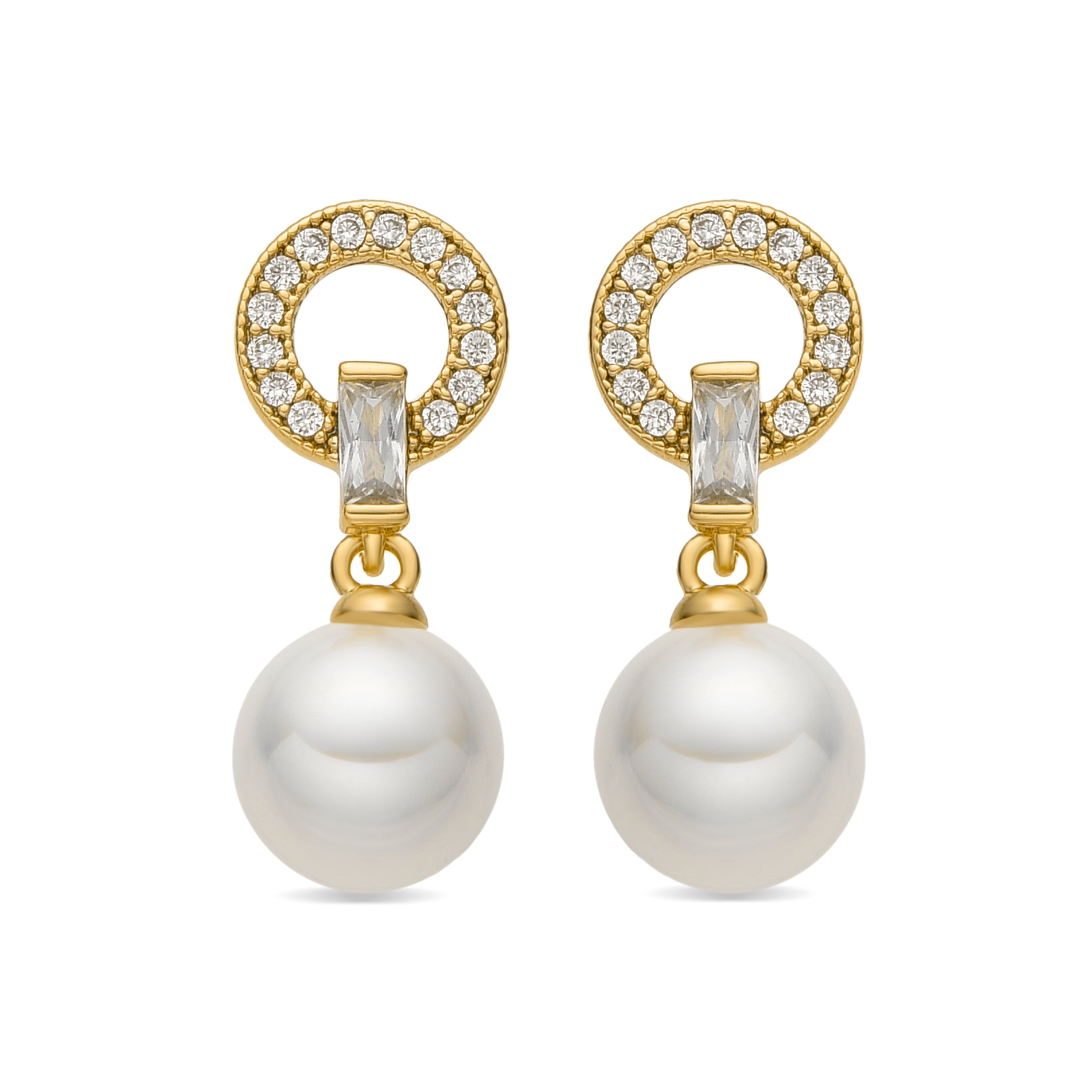 Pendientes con Perla Blanca acabado oro 18k - Hicur