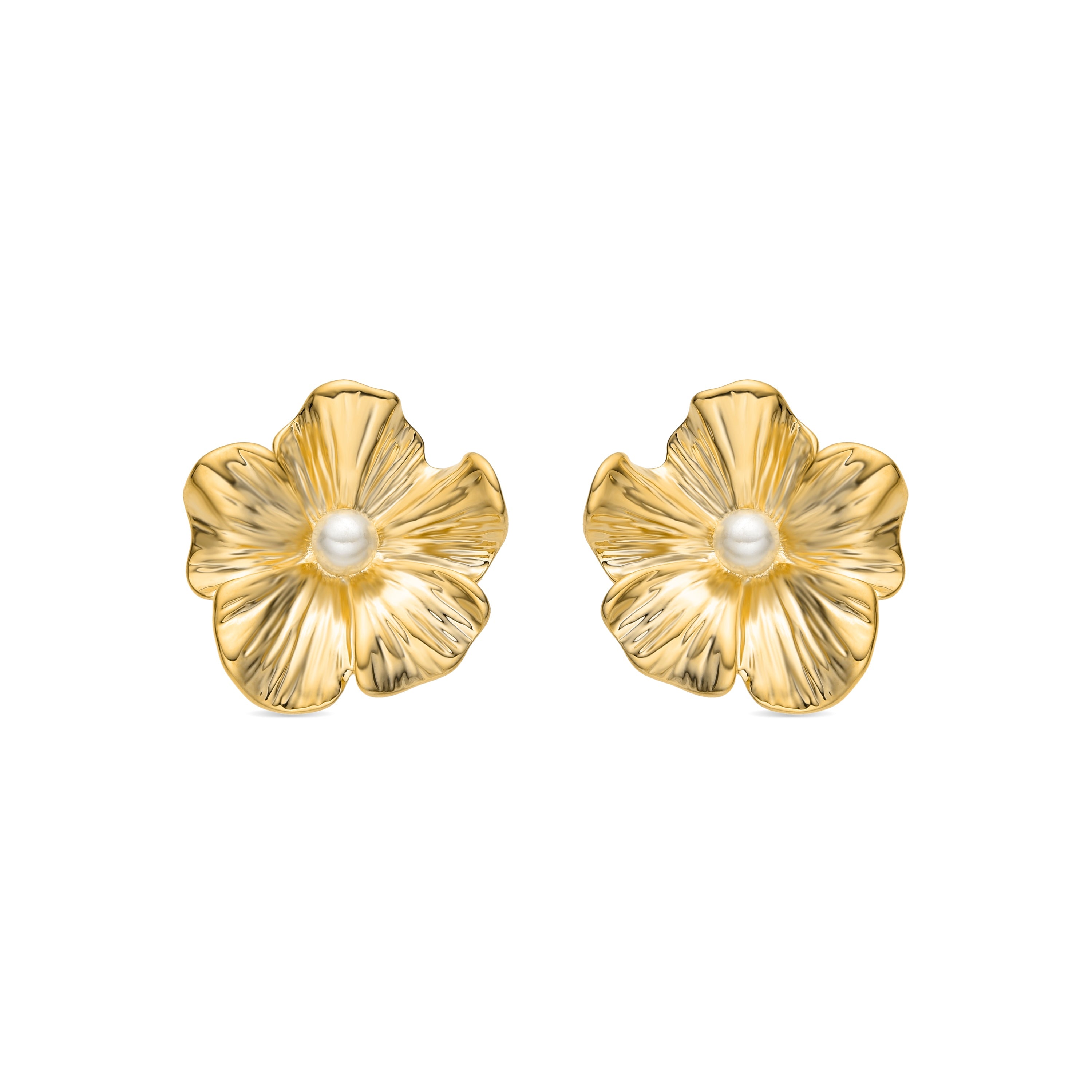 Pendientes con Perla Blanca acabado oro 18k - Leod