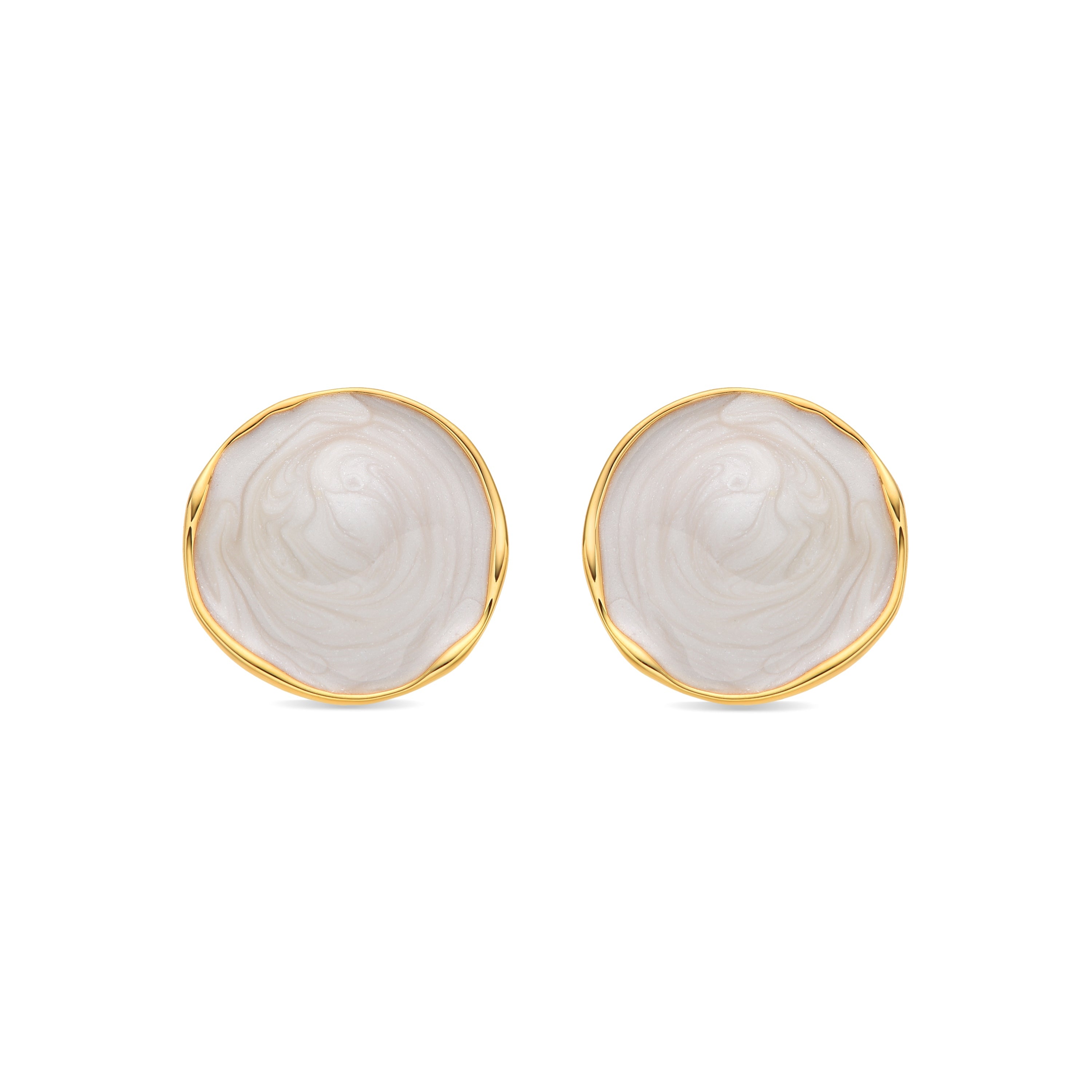 Pendientes acabado oro amarillo de 18k y Lacado Blanco - Huldio