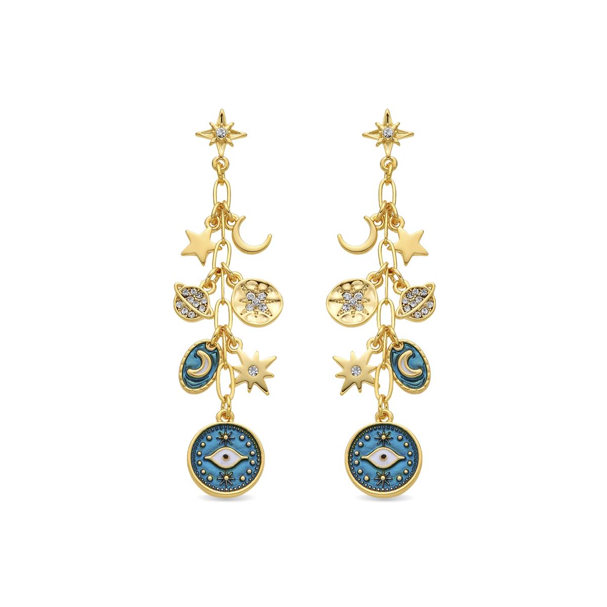 Orecchini finitura oro giallo 18k e Resina Blu - Wiwik