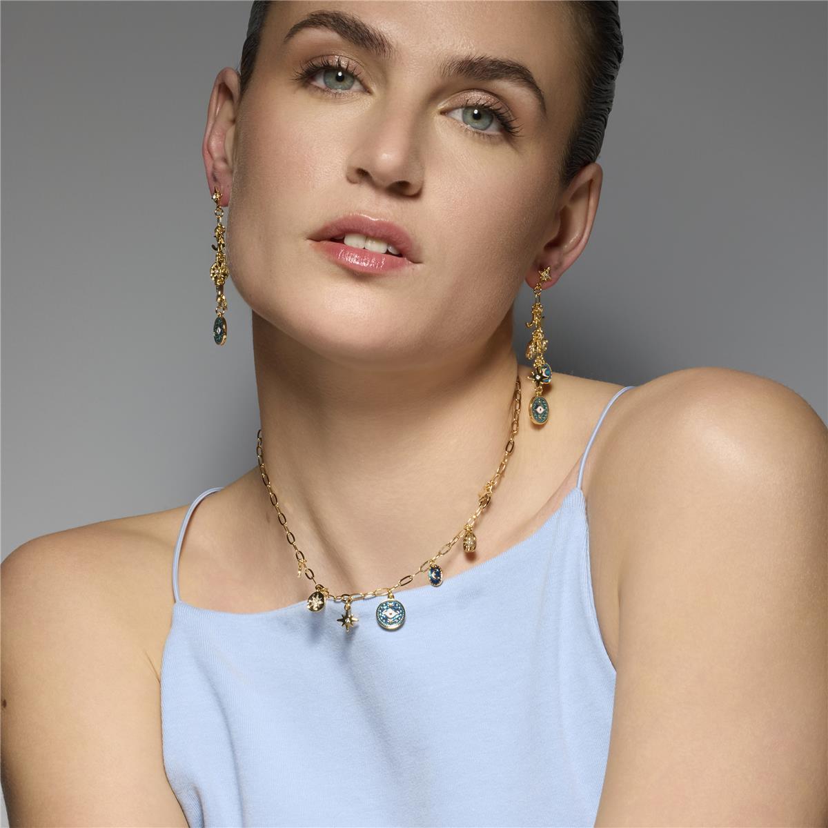 Orecchini finitura oro giallo 18k e Resina Blu - Wiwik