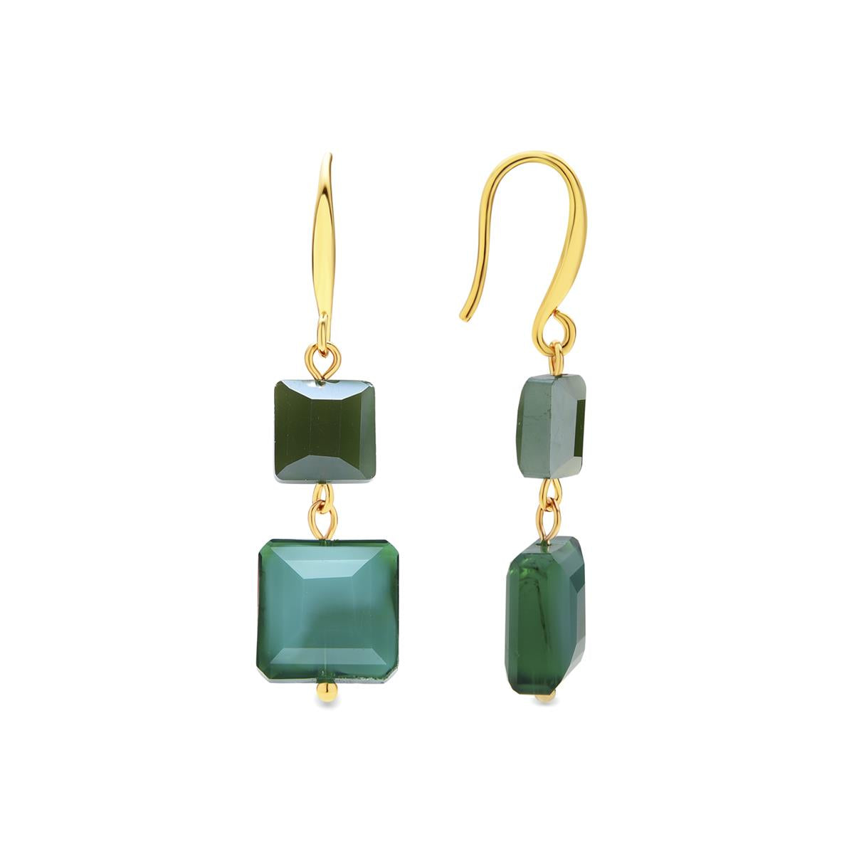 Orecchini finitura oro giallo 18k e Cristallo Verde - Yasba