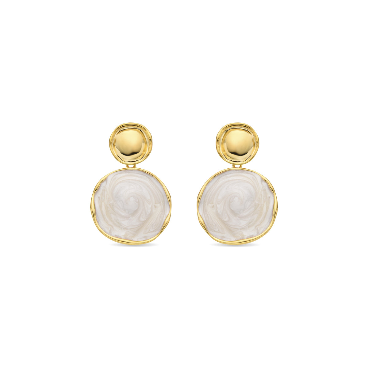 Pendientes Talorzi de Lacado Blanco acabado oro amarillo de 18k