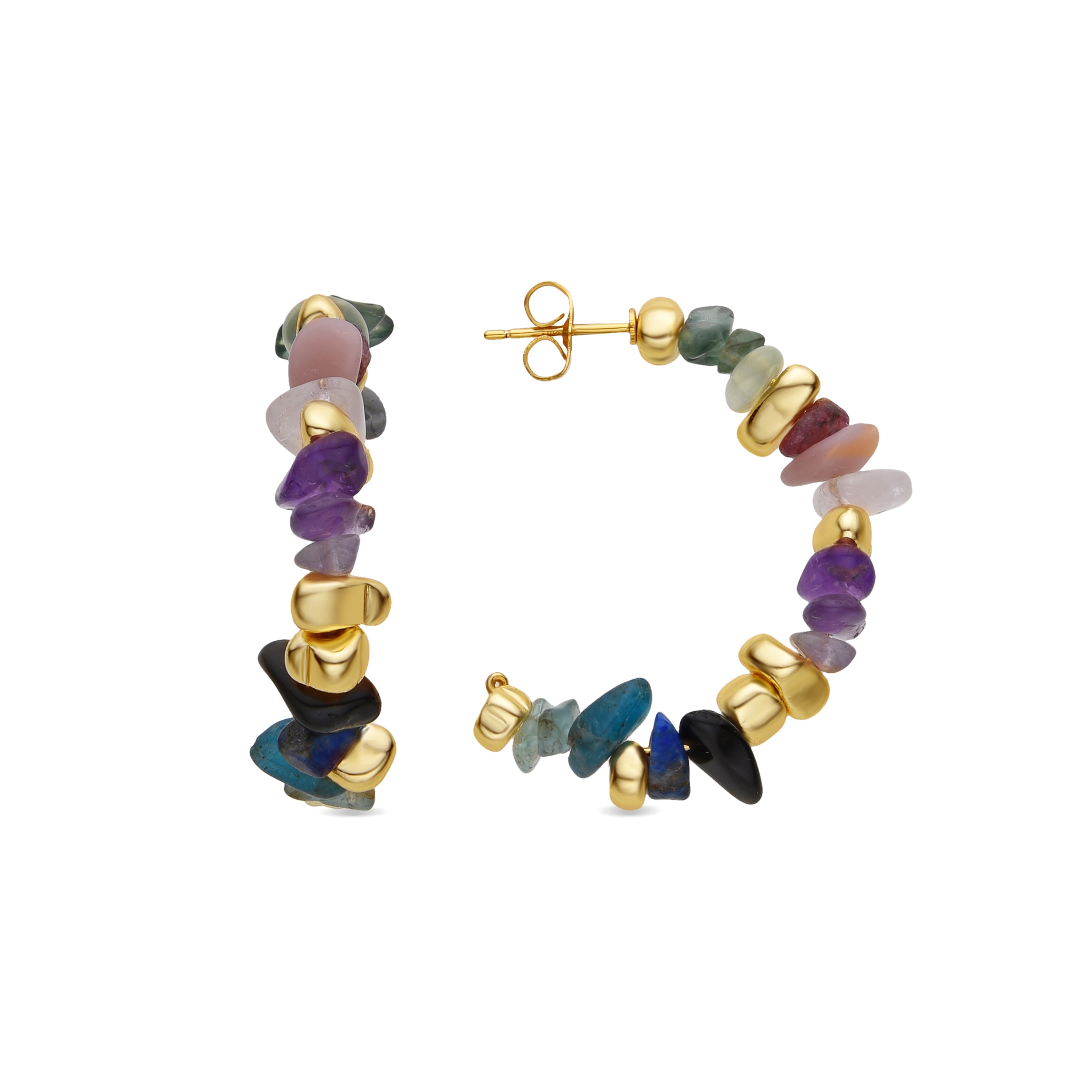 Pendientes de Fluorita acabados en oro amarillo 18K - Diri