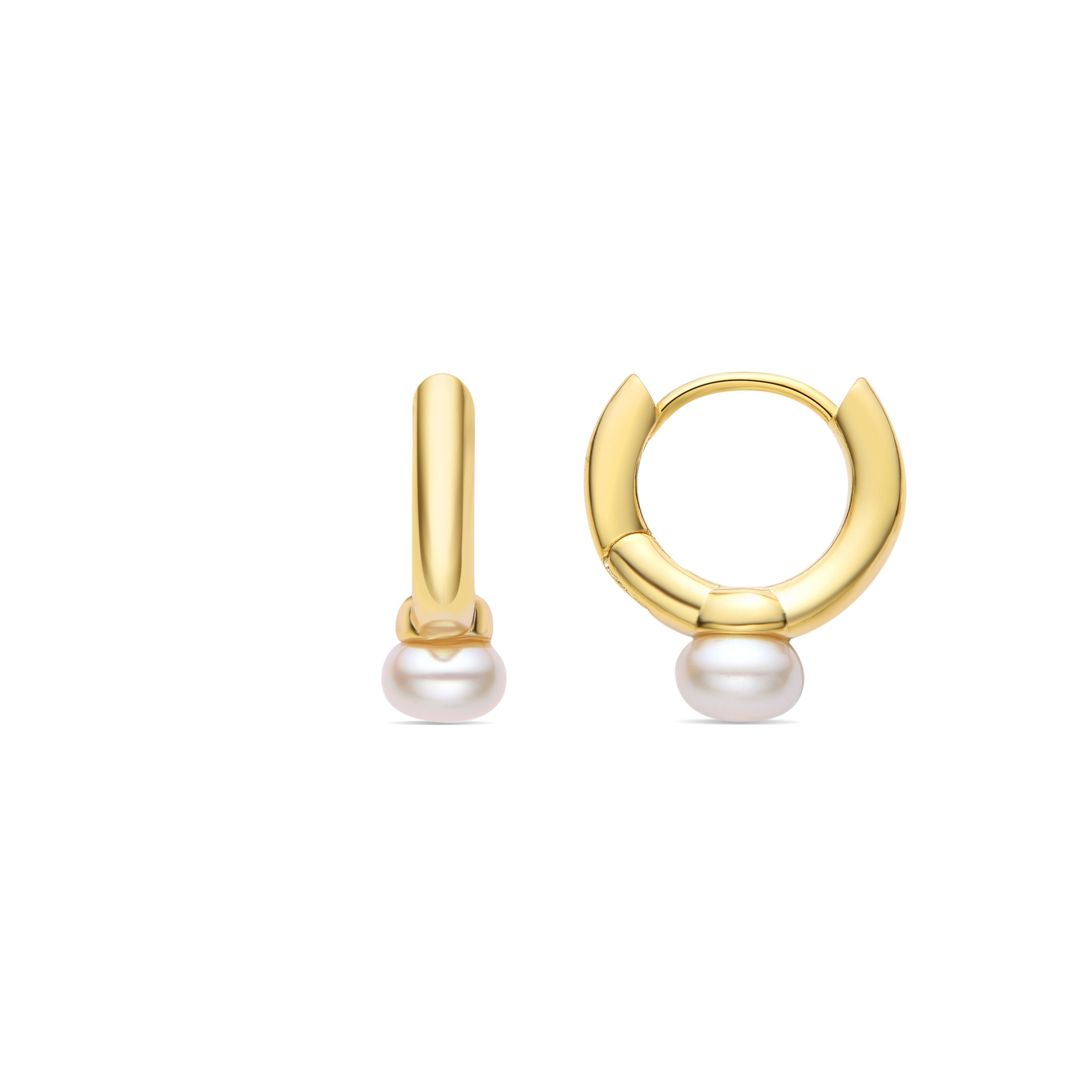 Pendientes de Perla Blanca acabados en oro amarillo 18K - Uldi