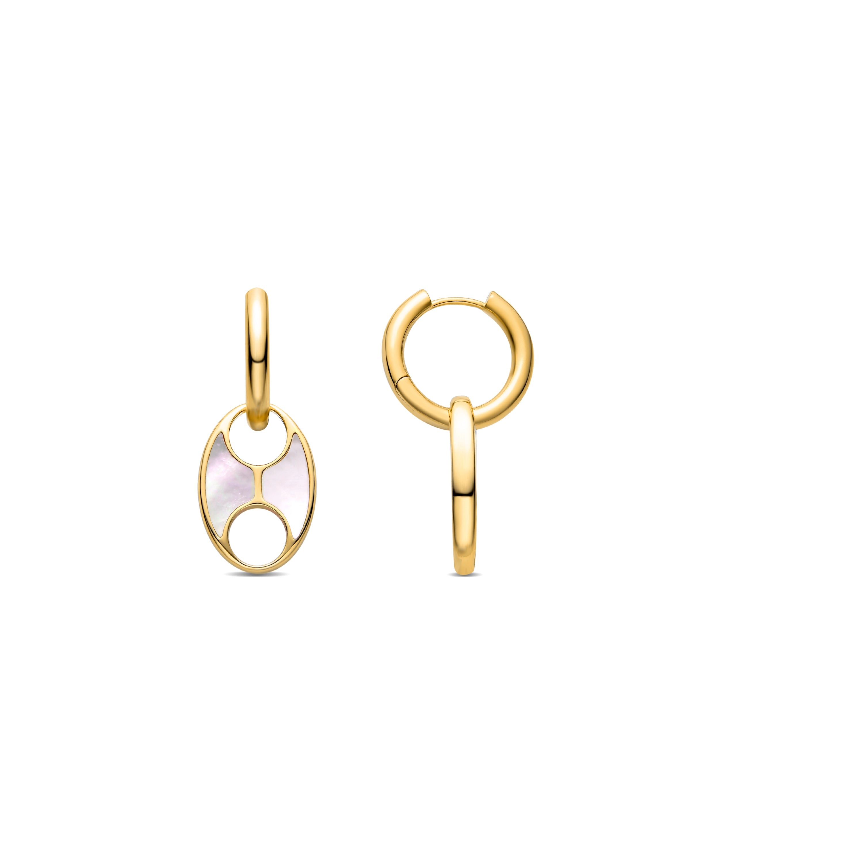 Orecchini in Madreperla Bianca finiti in oro giallo 18K - Guelios