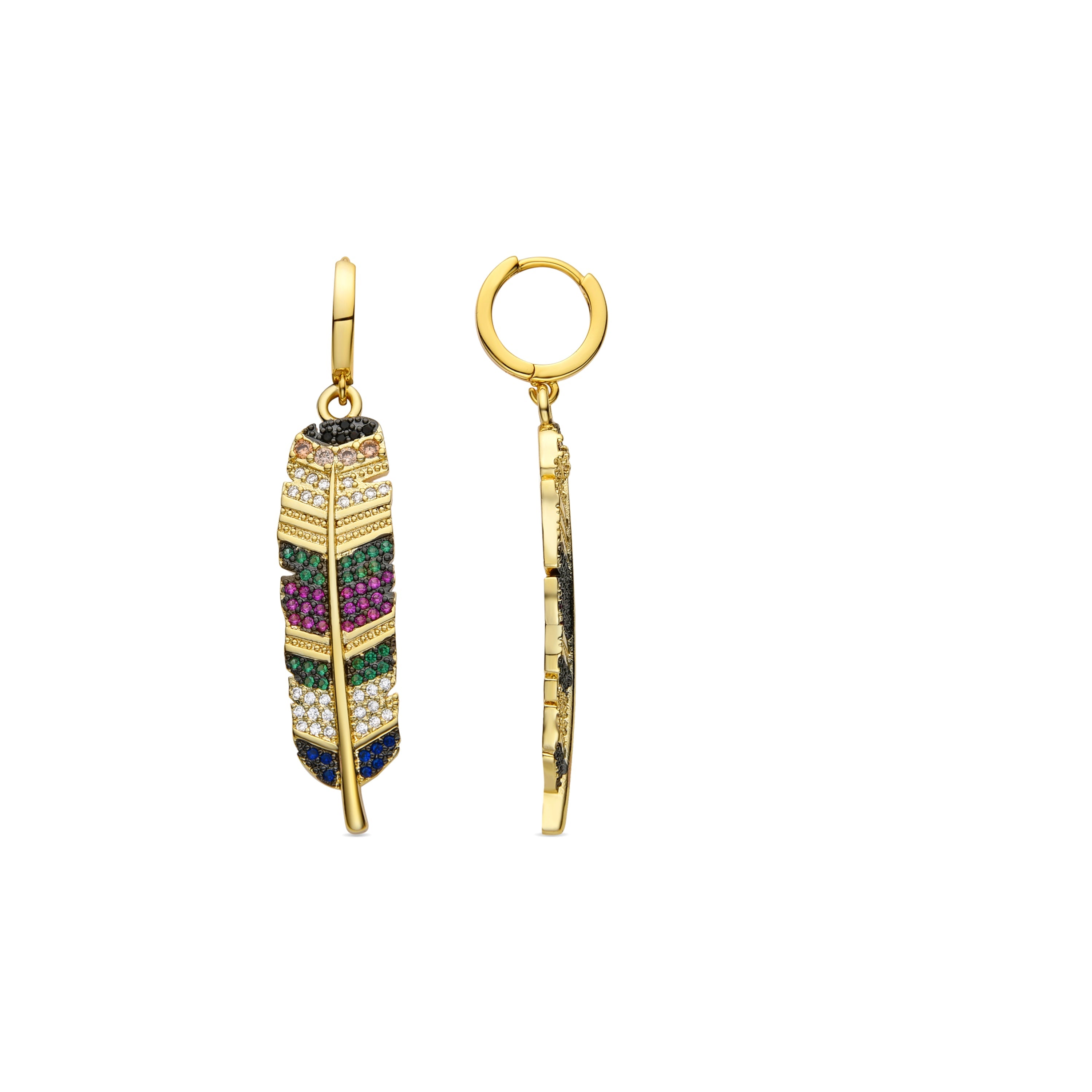 Pendientes de Circonita Multicolor acabados en oro amarillo 18K - Muisem