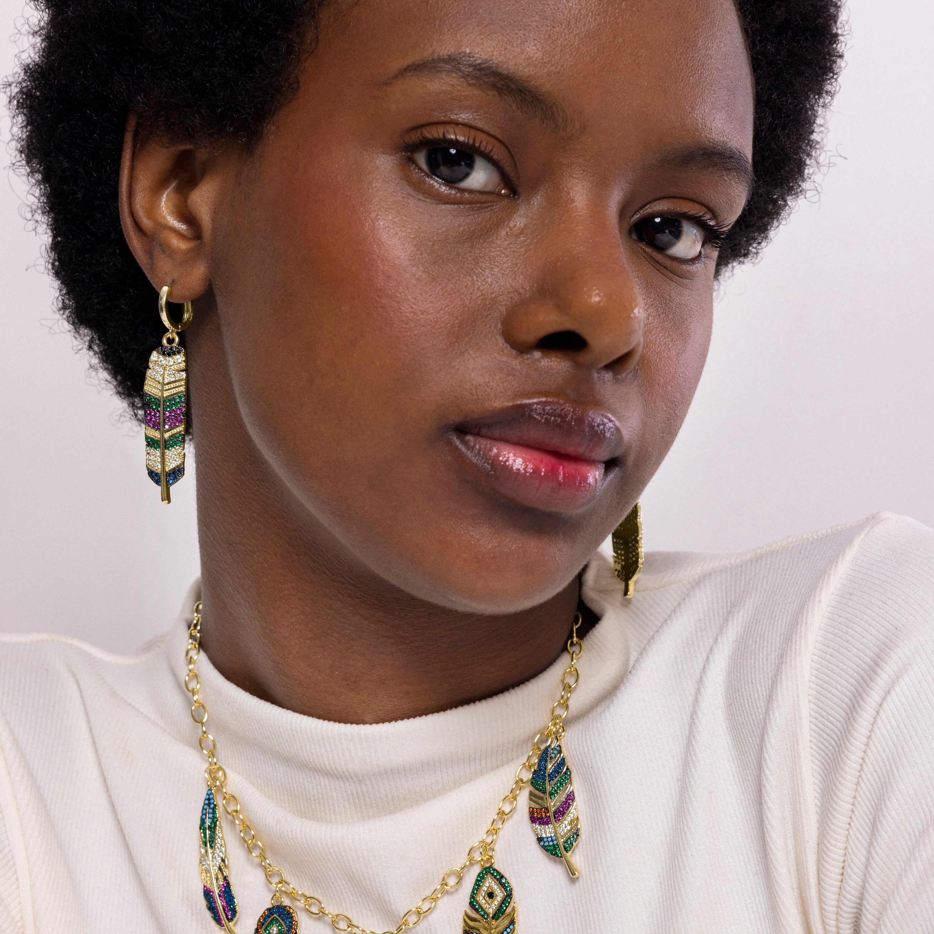 Pendientes de Circonita Multicolor acabados en oro amarillo 18K - Muisem