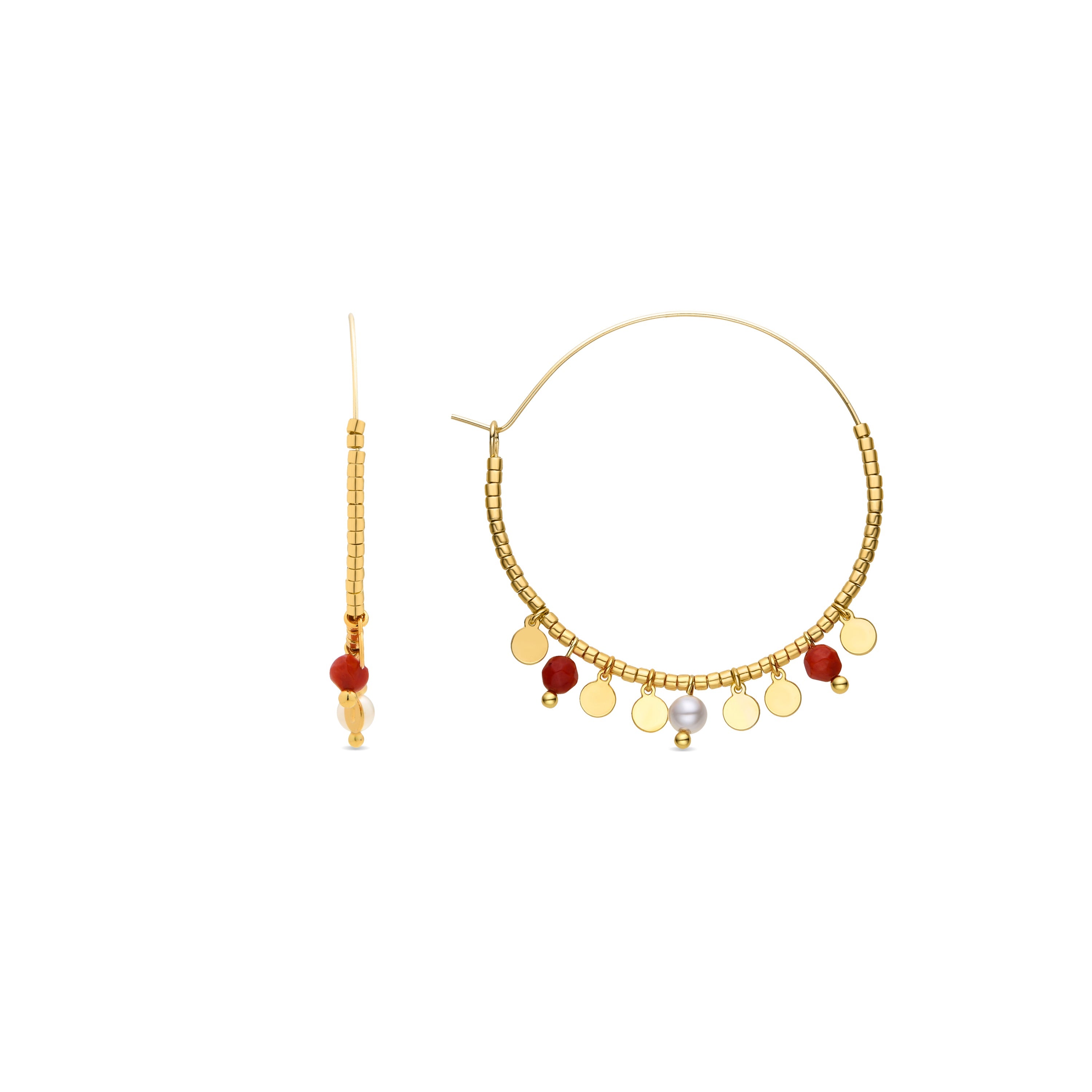 Pendientes de Coral acabados en oro amarillo 18K - Dilna