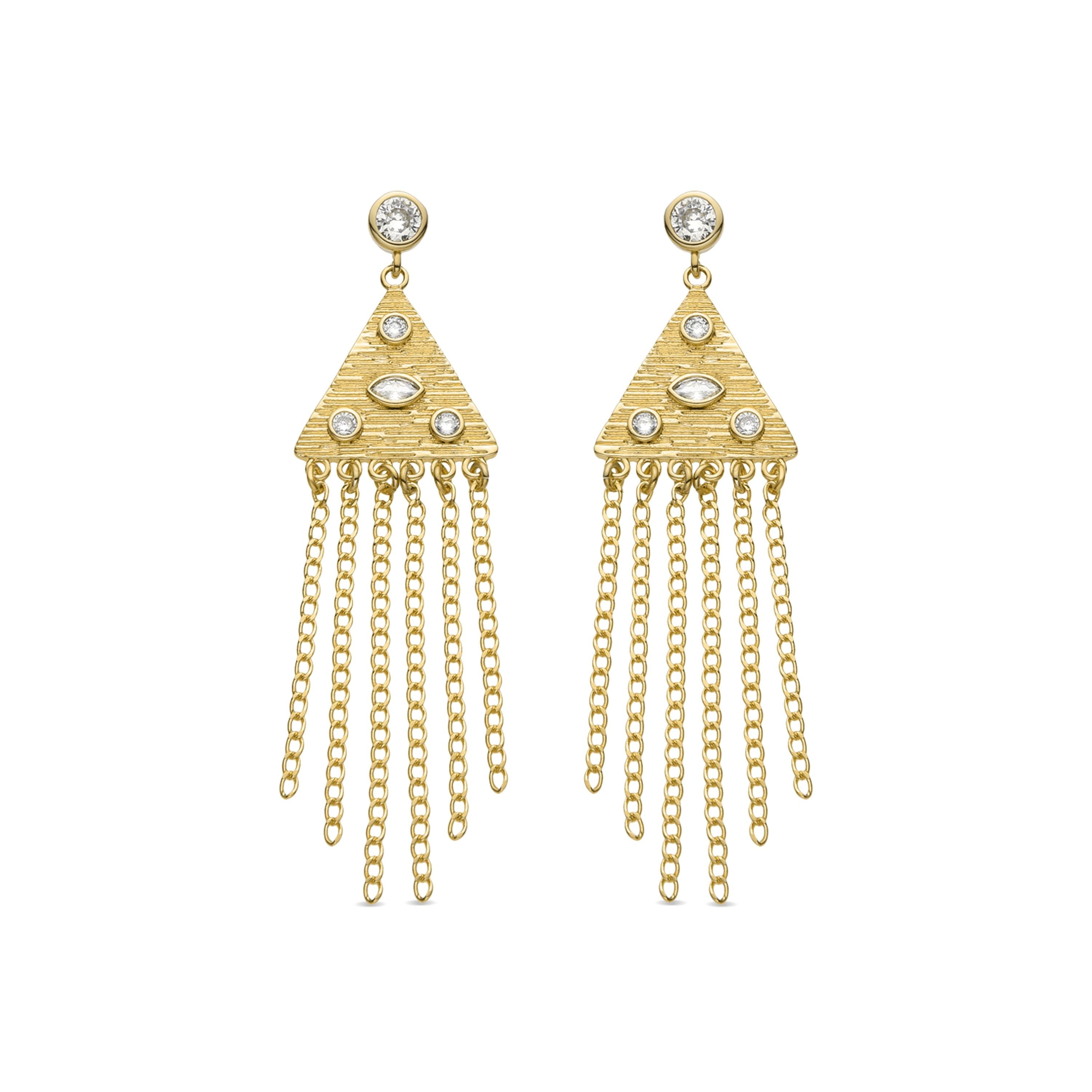 Pendientes de Circonita Brillante acabados en oro amarillo 18K - Sufariz