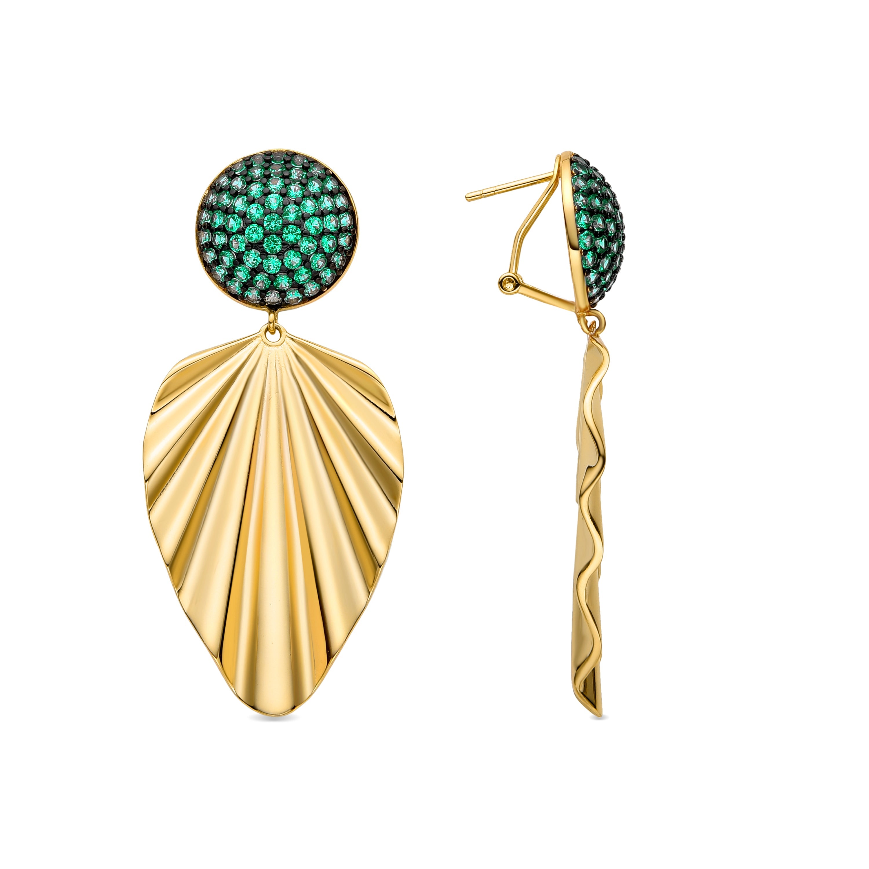 Pendientes de Cuarzo Hidrotermal Verde Claro acabados en oro amarillo 18K - Nyesil