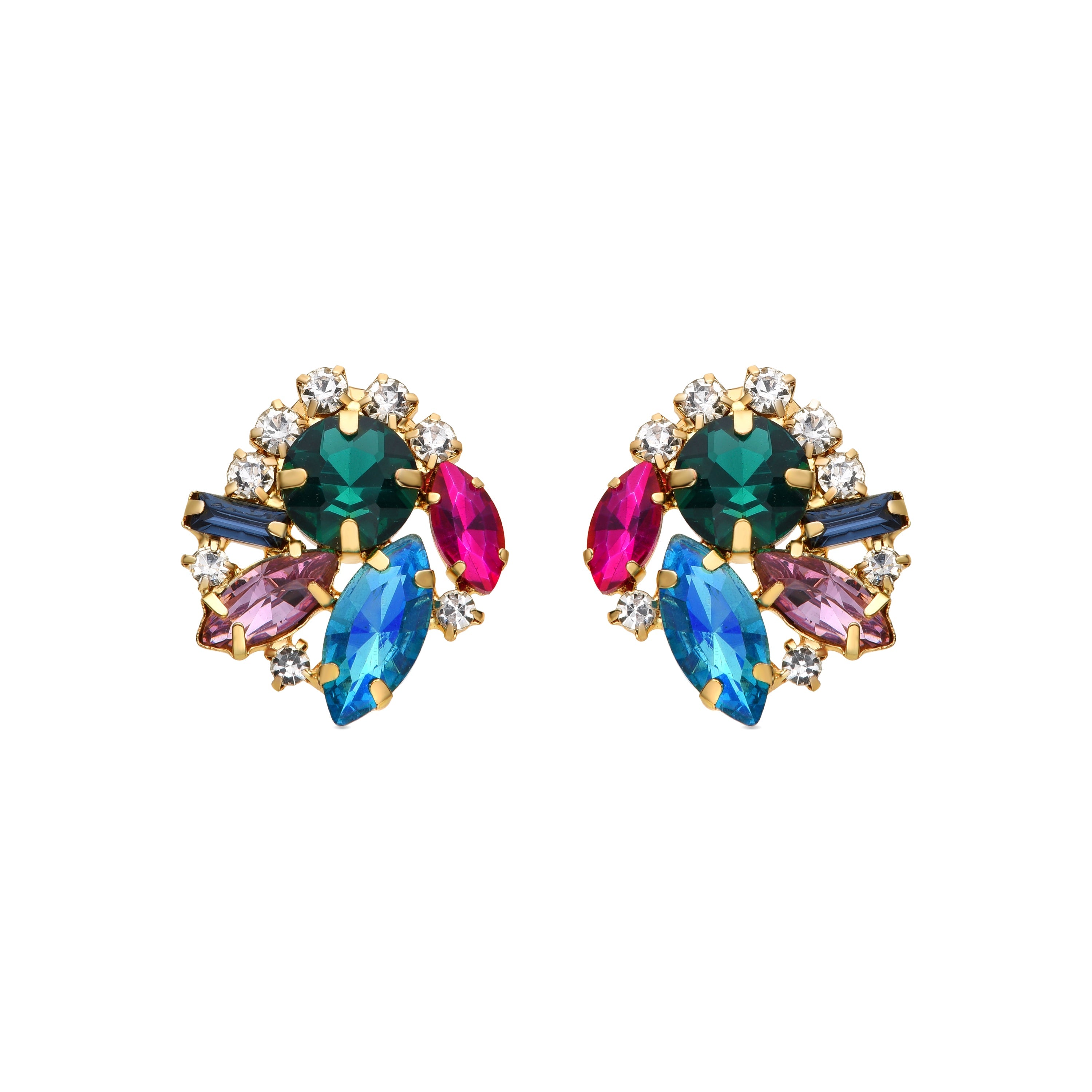 Pendientes de Cristal Azul acabados en oro amarillo 18K - Nyuva