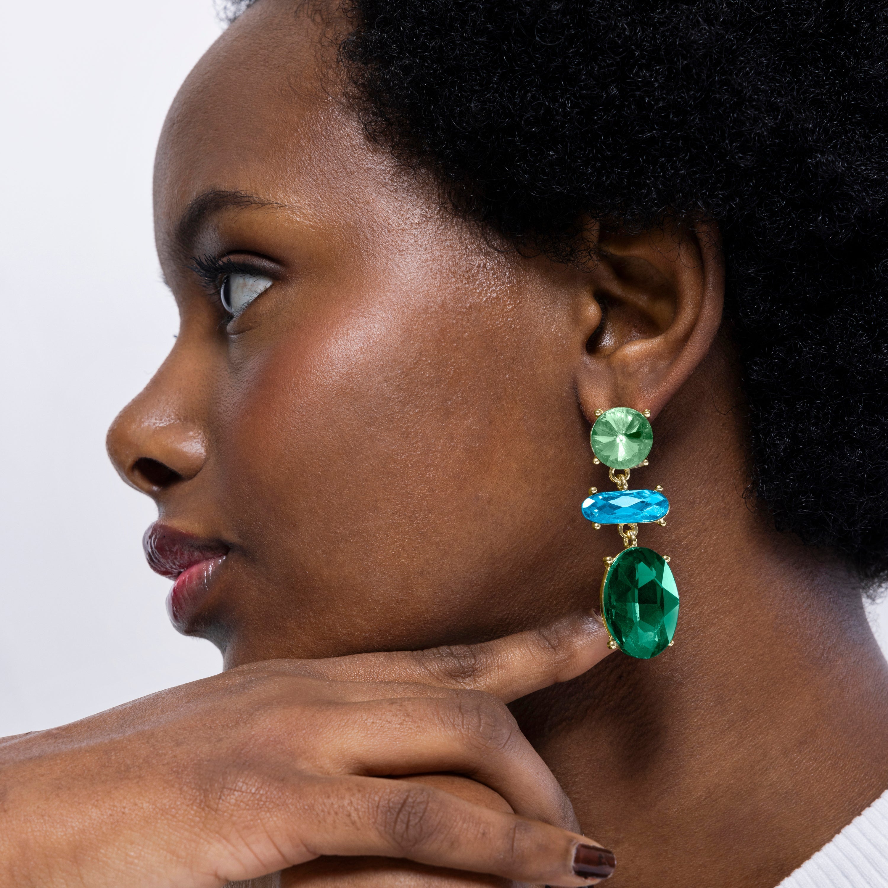 Pendientes de Cristal Verde acabados en oro amarillo 18K - Mekon