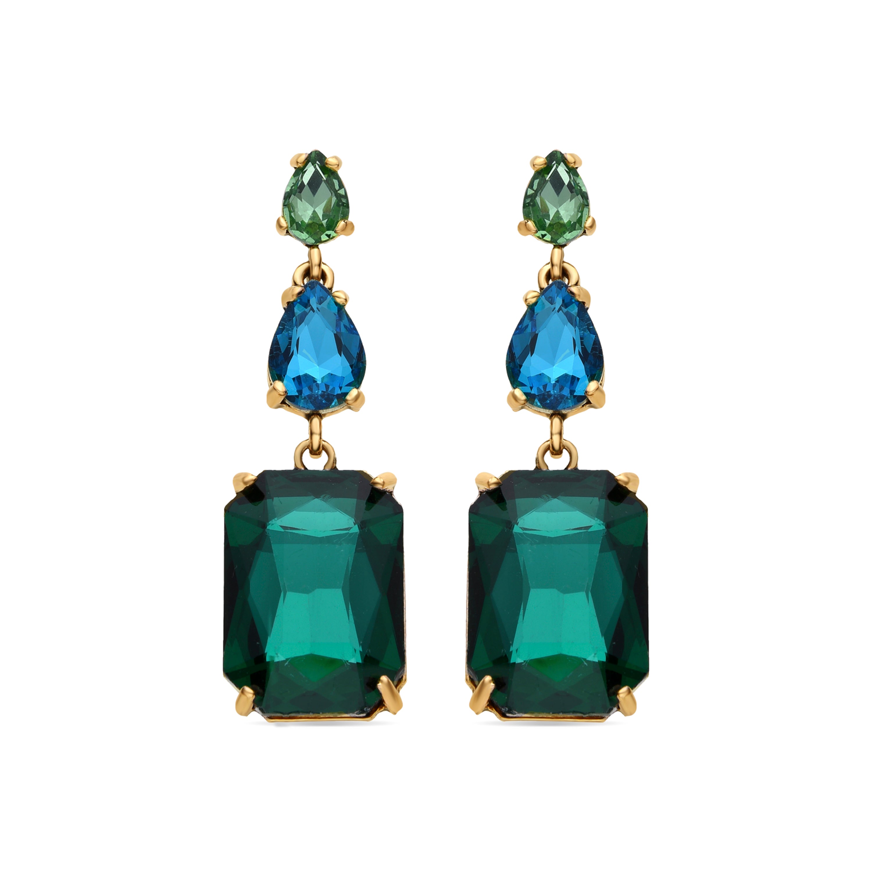 Pendientes de Cristal Verde acabados en oro amarillo 18K - Lali