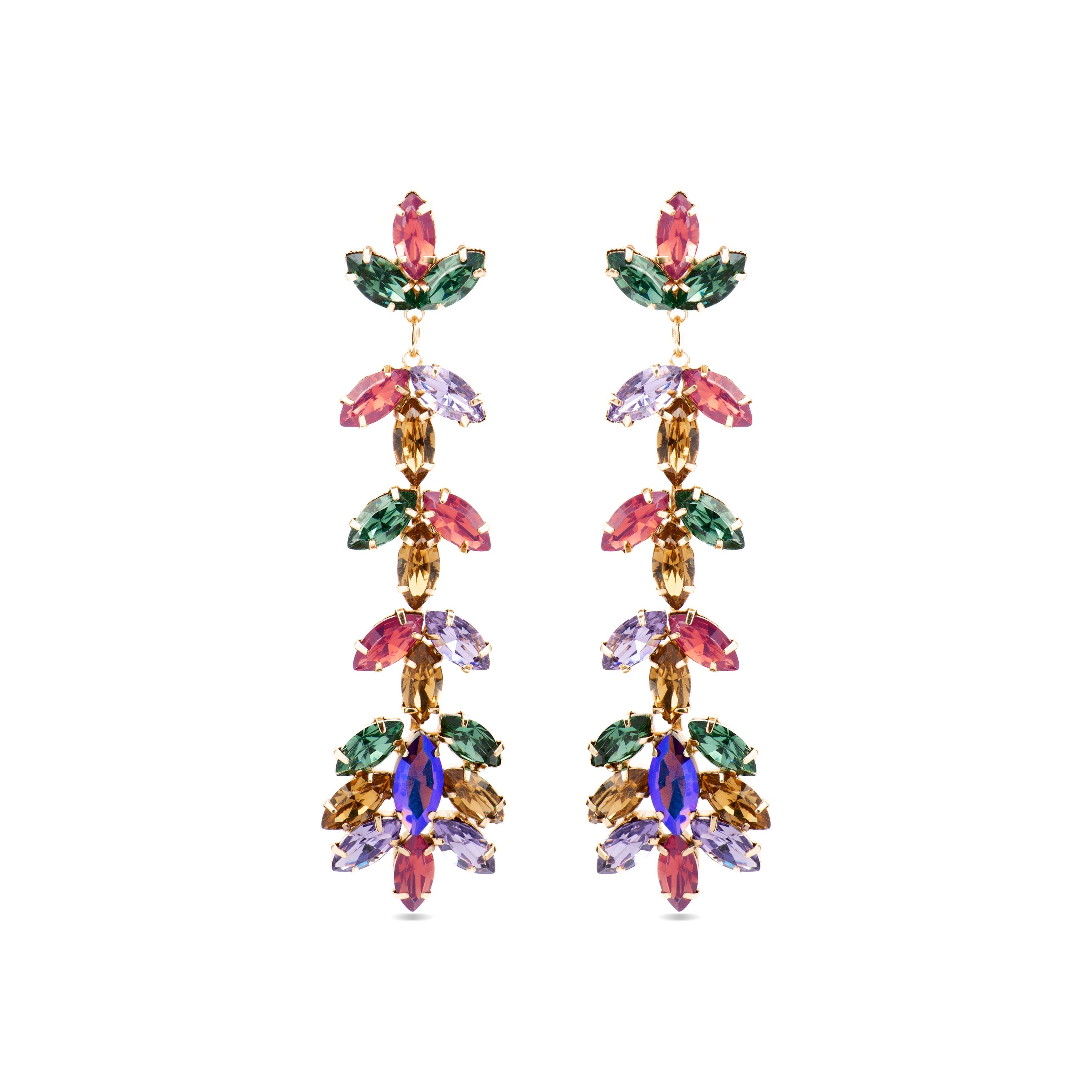 Pendientes con Cristal Multicolor acabado oro 18k - Durblai
