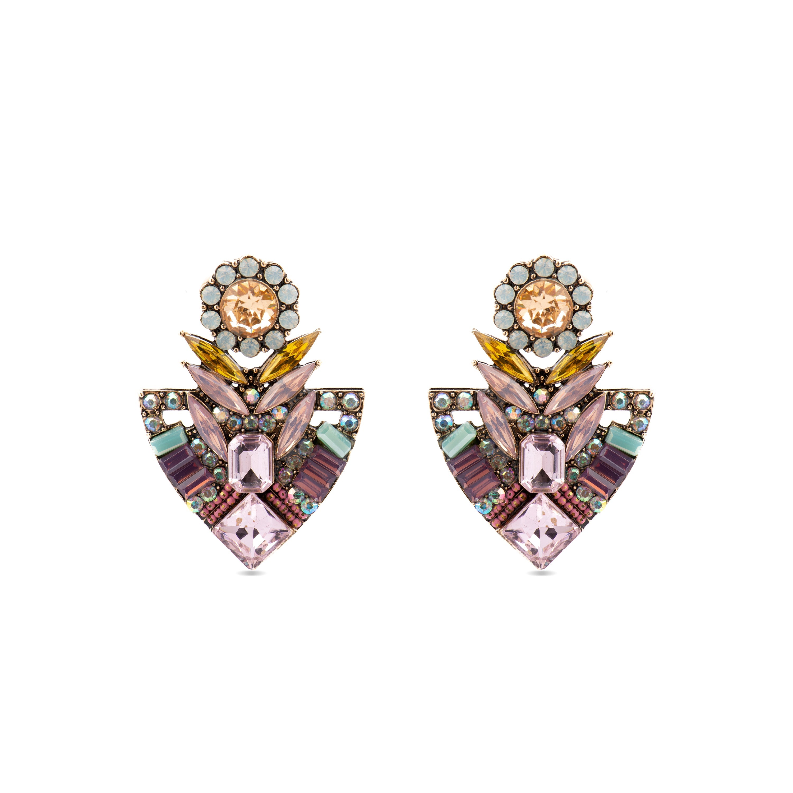 Pendientes con Cristal Multicolor acabado oro 18k - Aphuat