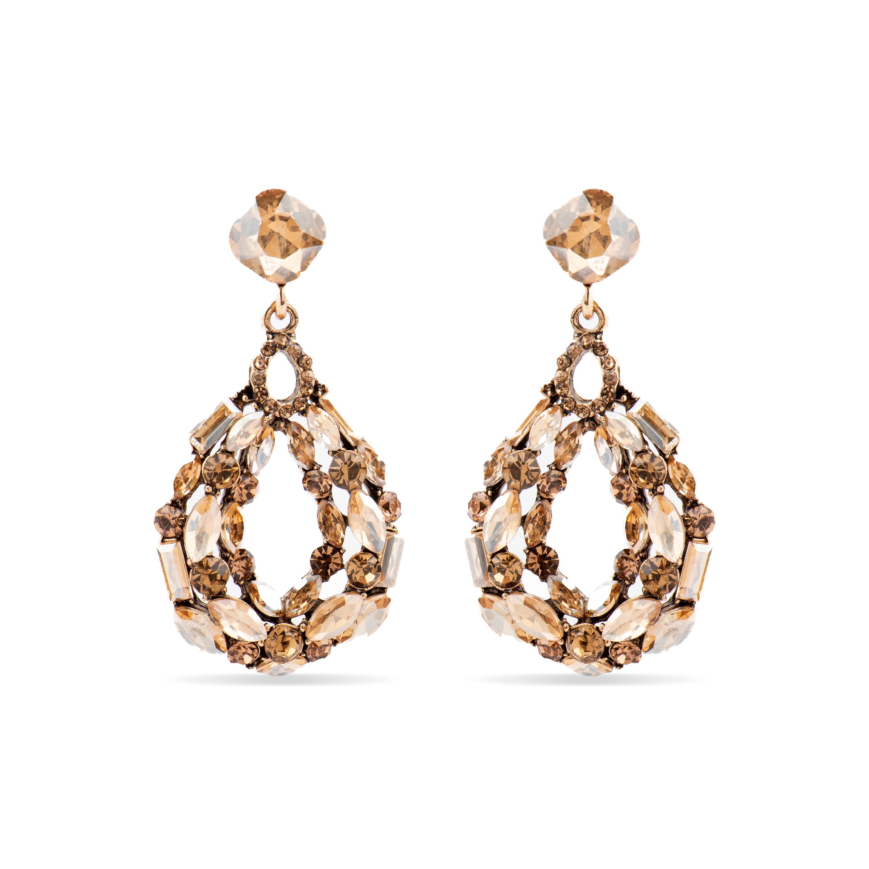 Pendientes con Cristal Multicolor acabado oro 18k - Liodas