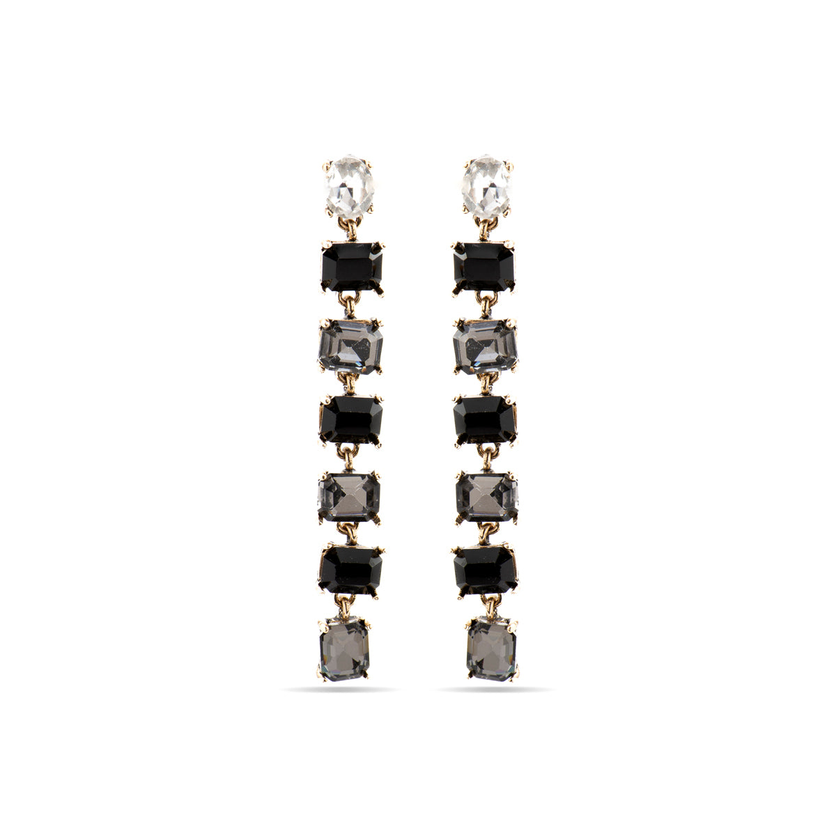 Pendientes con Cristal Negro acabado oro 18k - Moray