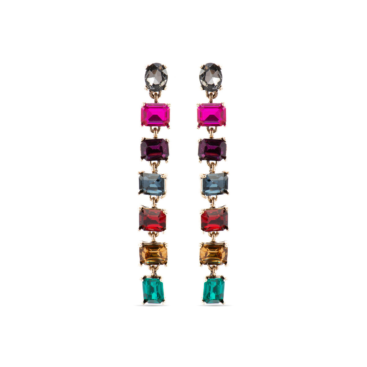 Boucles d'oreilles en cristal multicolore finition or 18k - Moray