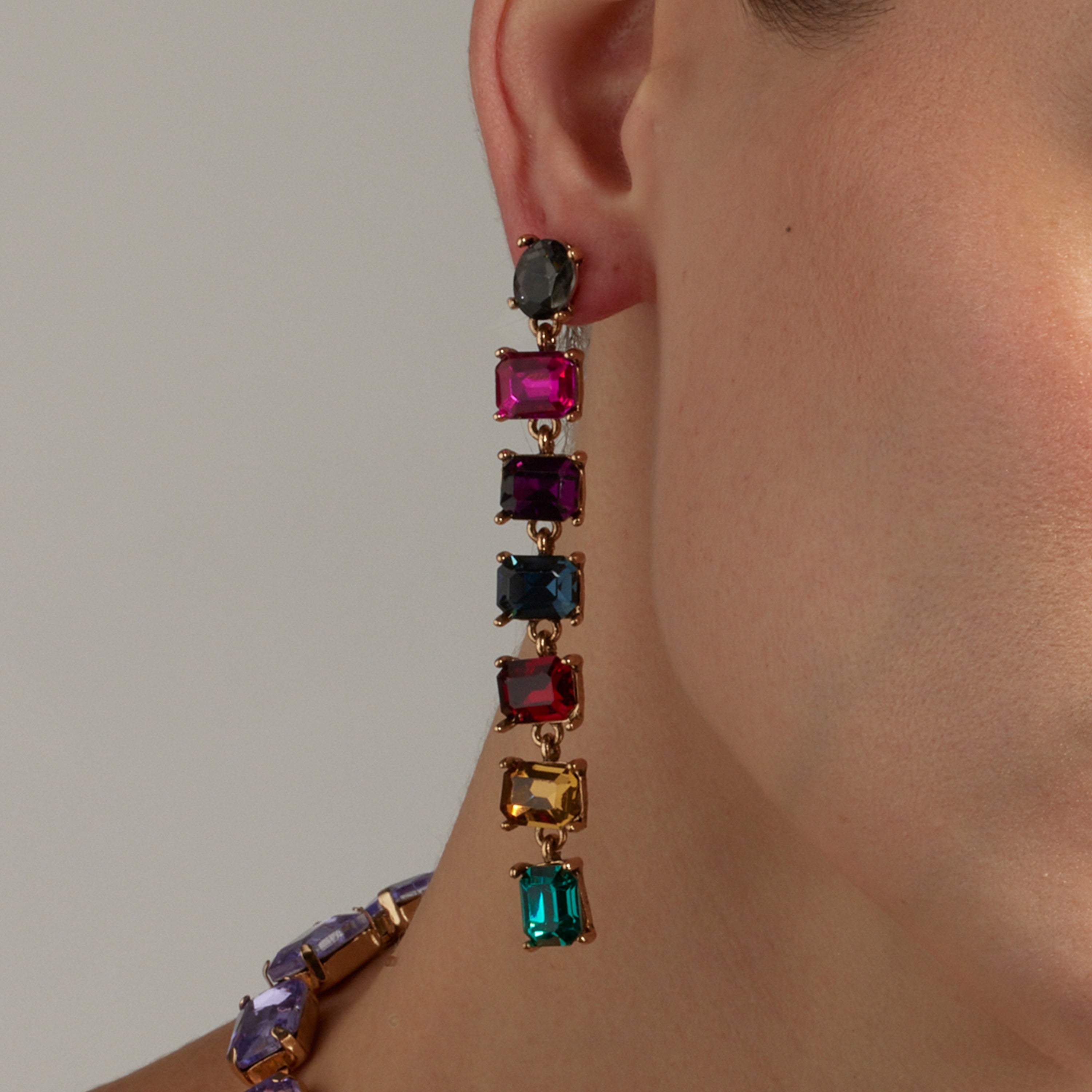 Boucles d'oreilles en cristal multicolore finition or 18k - Moray