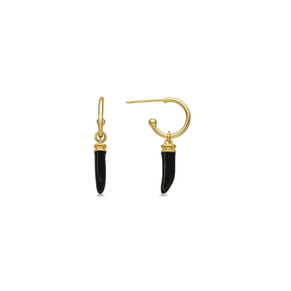 Orecchini finitura oro giallo 18k e Resina Nera - Khira