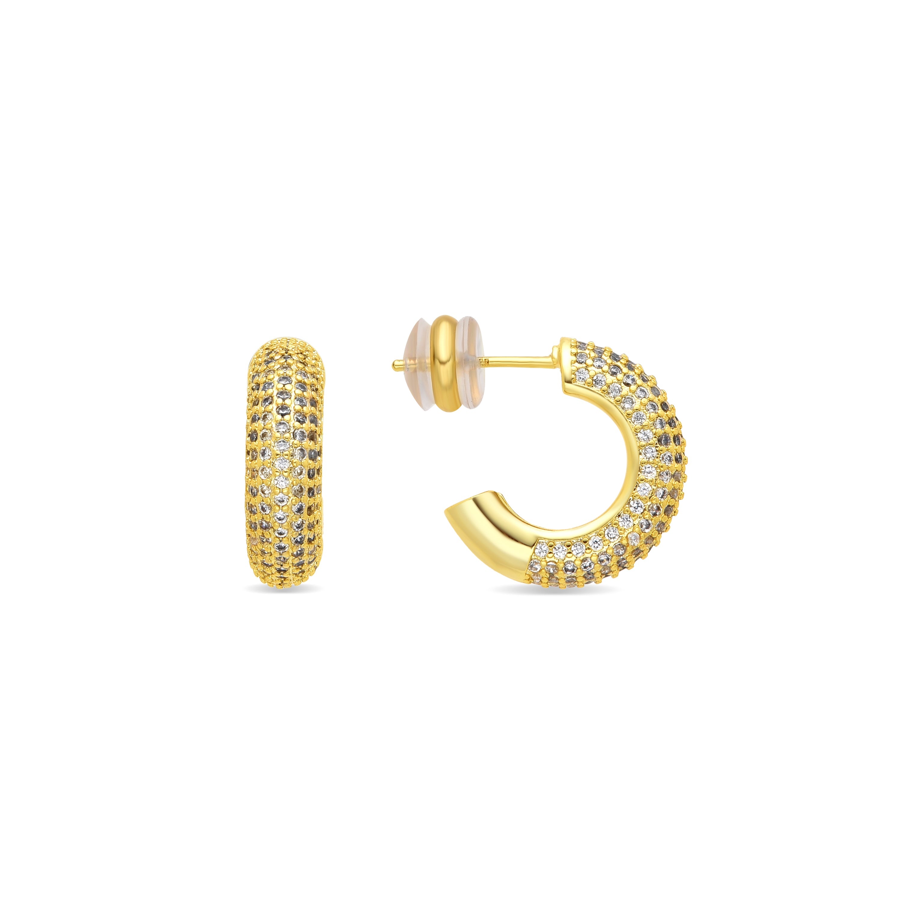Pendientes acabado oro amarillo de 18k y Circonita Brillante - Niras
