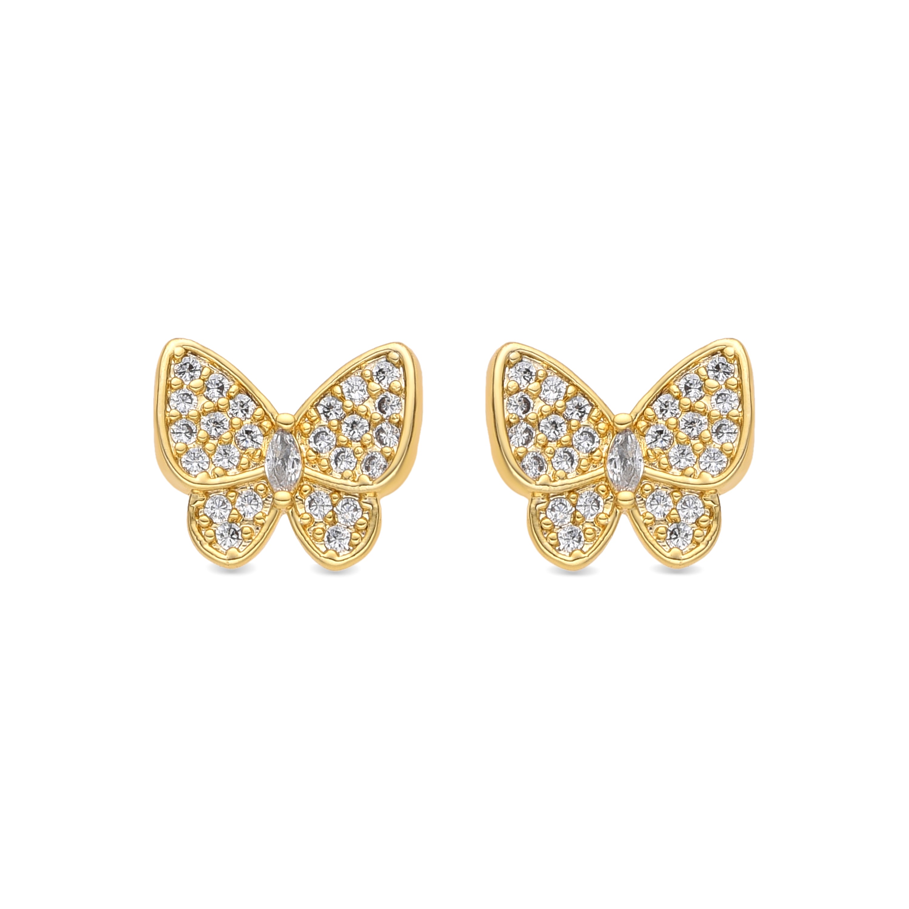 Pendientes acabado oro amarillo de 18k y Circonita Brillante - Vaxiuh