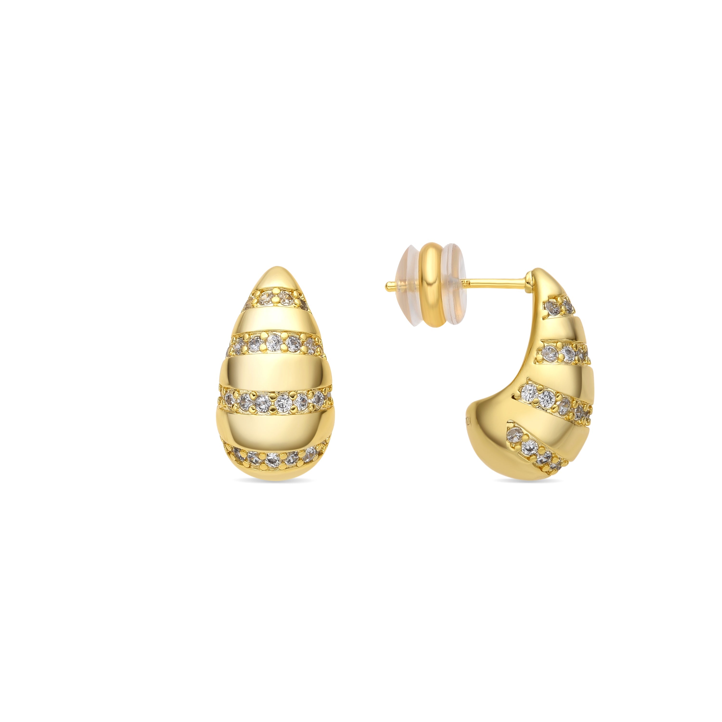 Pendientes acabado oro amarillo de 18k y Circonita Brillante - Thora