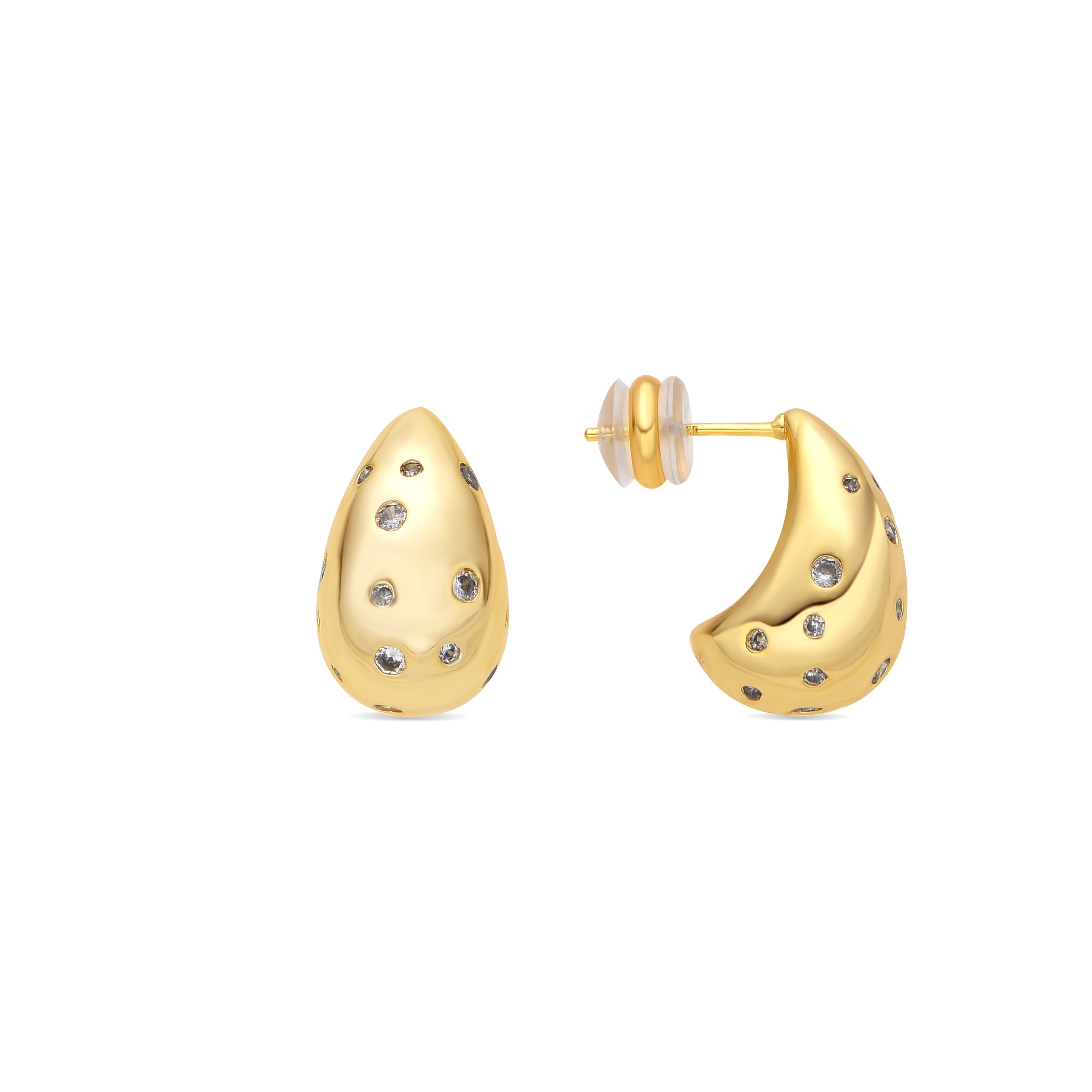 Pendientes acabado oro amarillo de 18k y Circonita Brillante - Obow