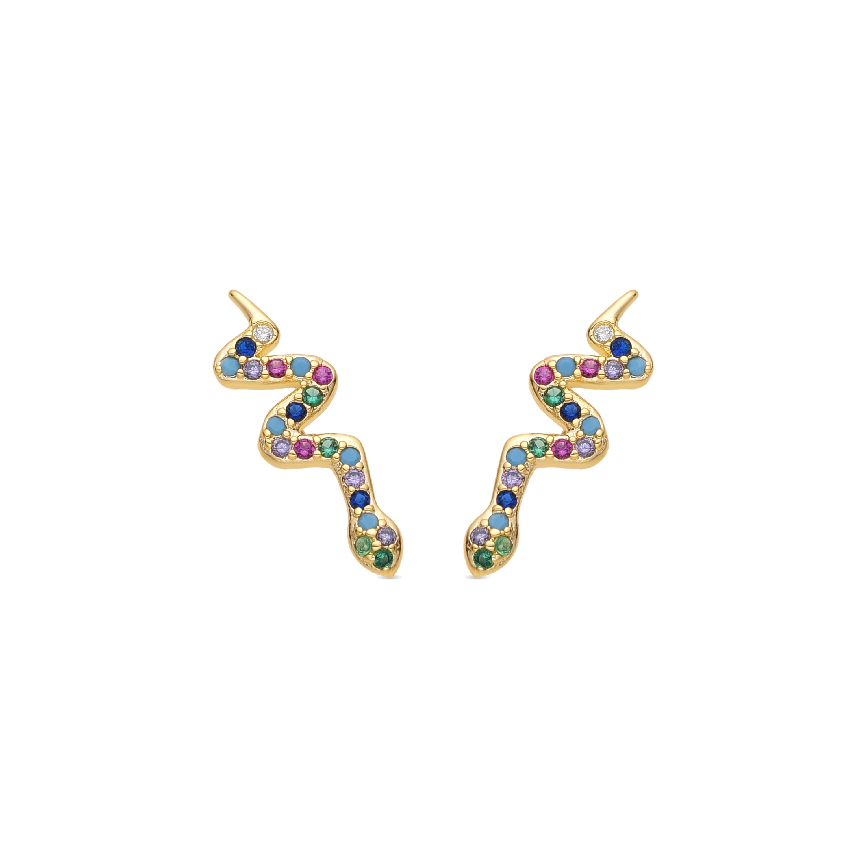 Pendientes acabado oro amarillo de 18k y Circonita Multicolor - Orksad