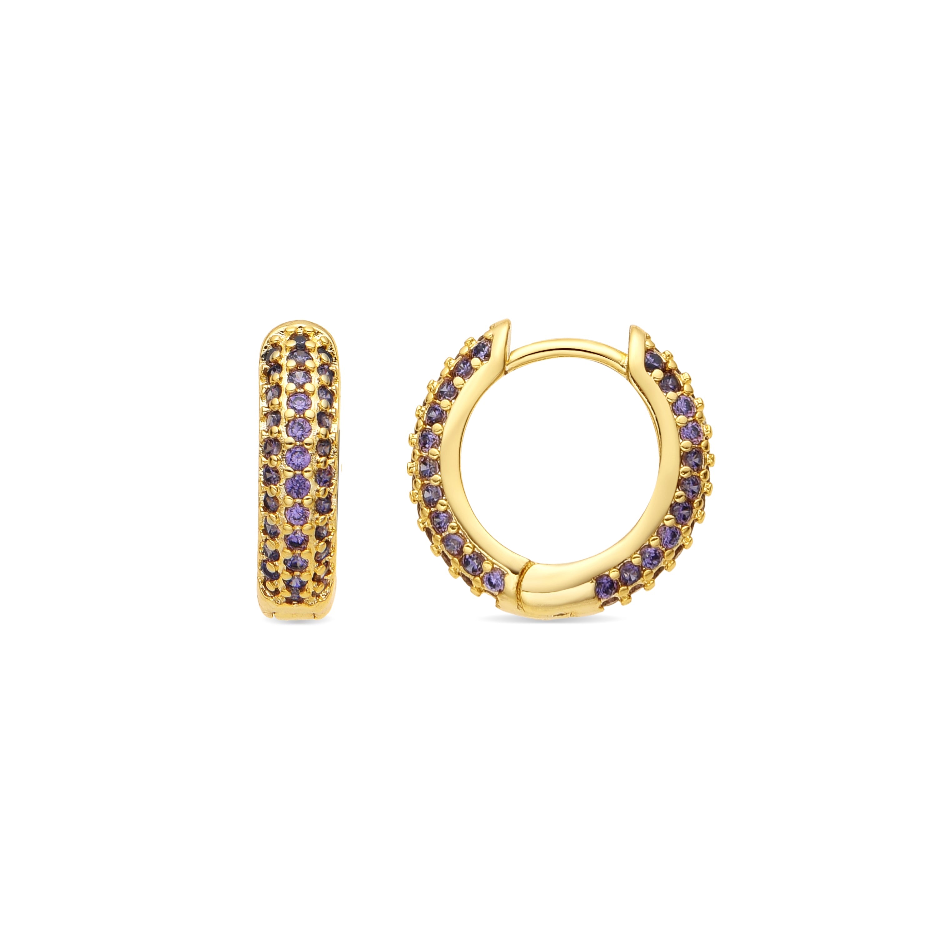 Pendientes acabado oro amarillo de 18k y Circonita Amatista - Lesrat