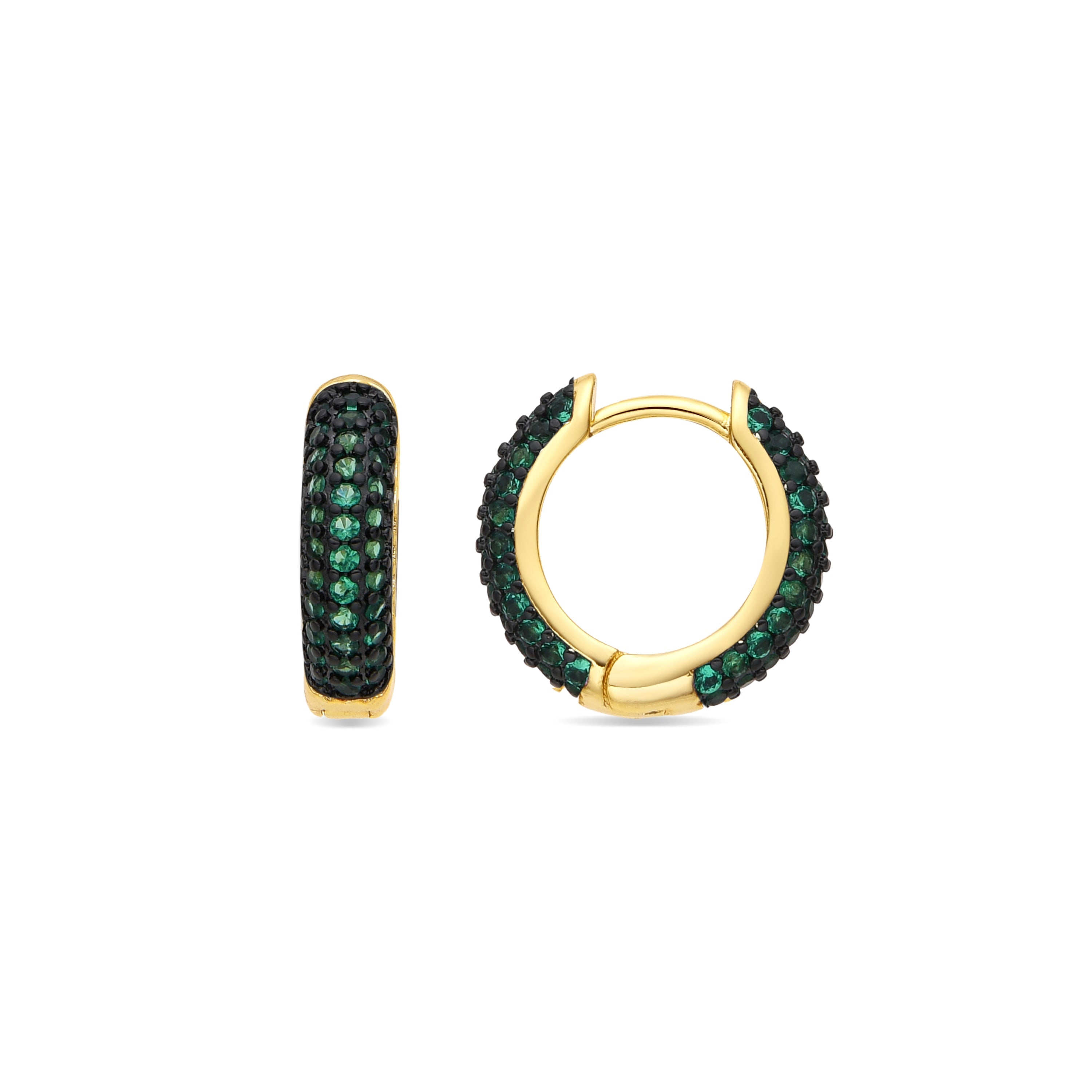 Pendientes acabado oro amarillo de 18k y Circonita Esmeralda - Lesrat