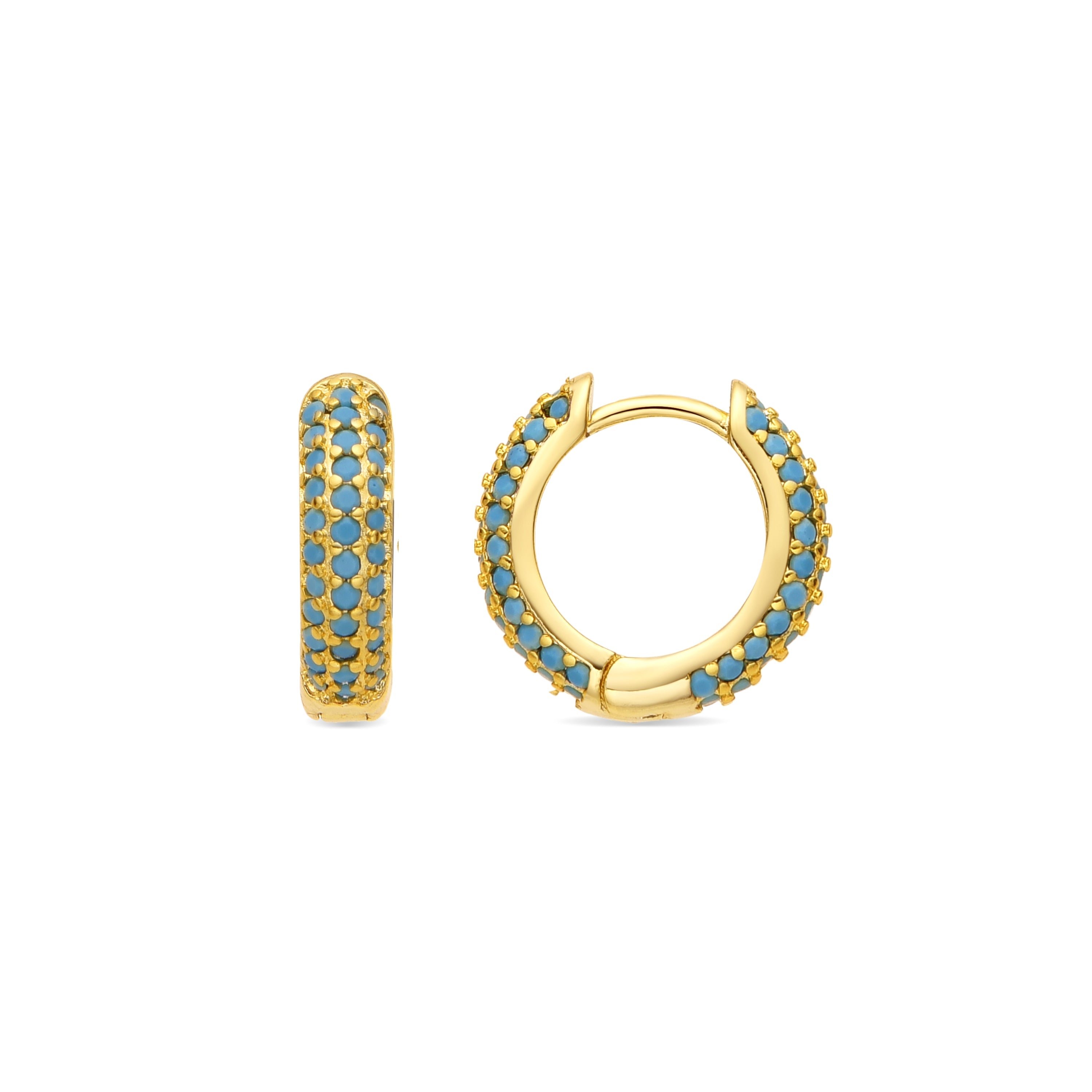 Pendientes acabado oro amarillo de 18k y Turquesa - Lesrat