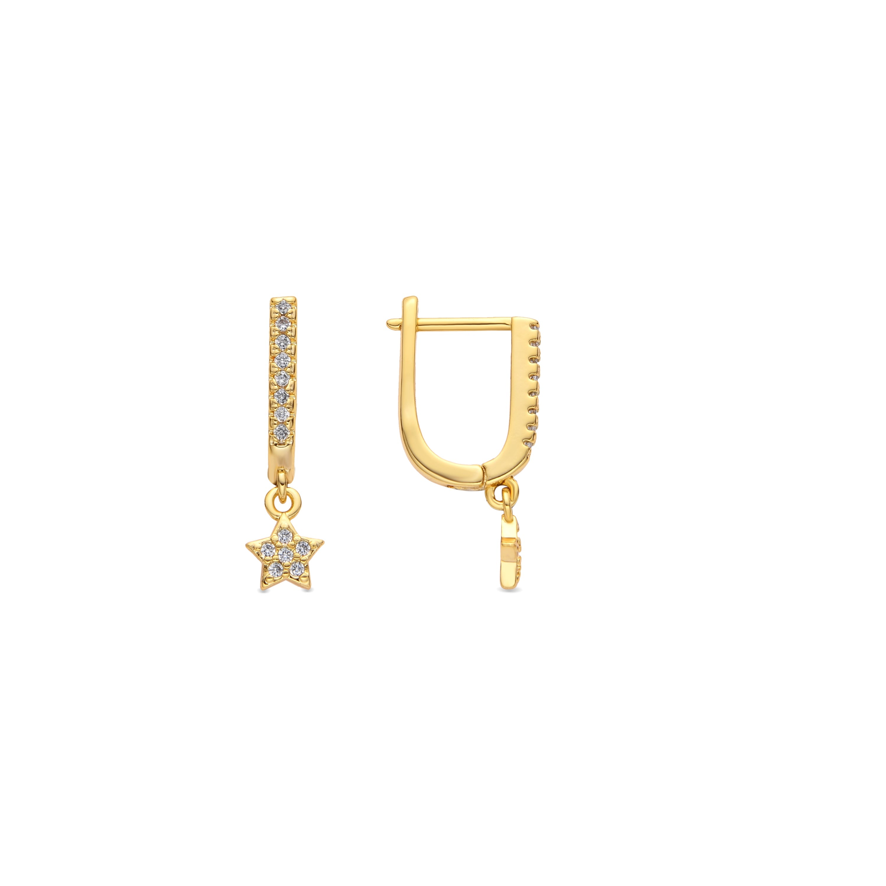 Pendientes acabado oro amarillo de 18k y Circonita Brillante - Sasai
