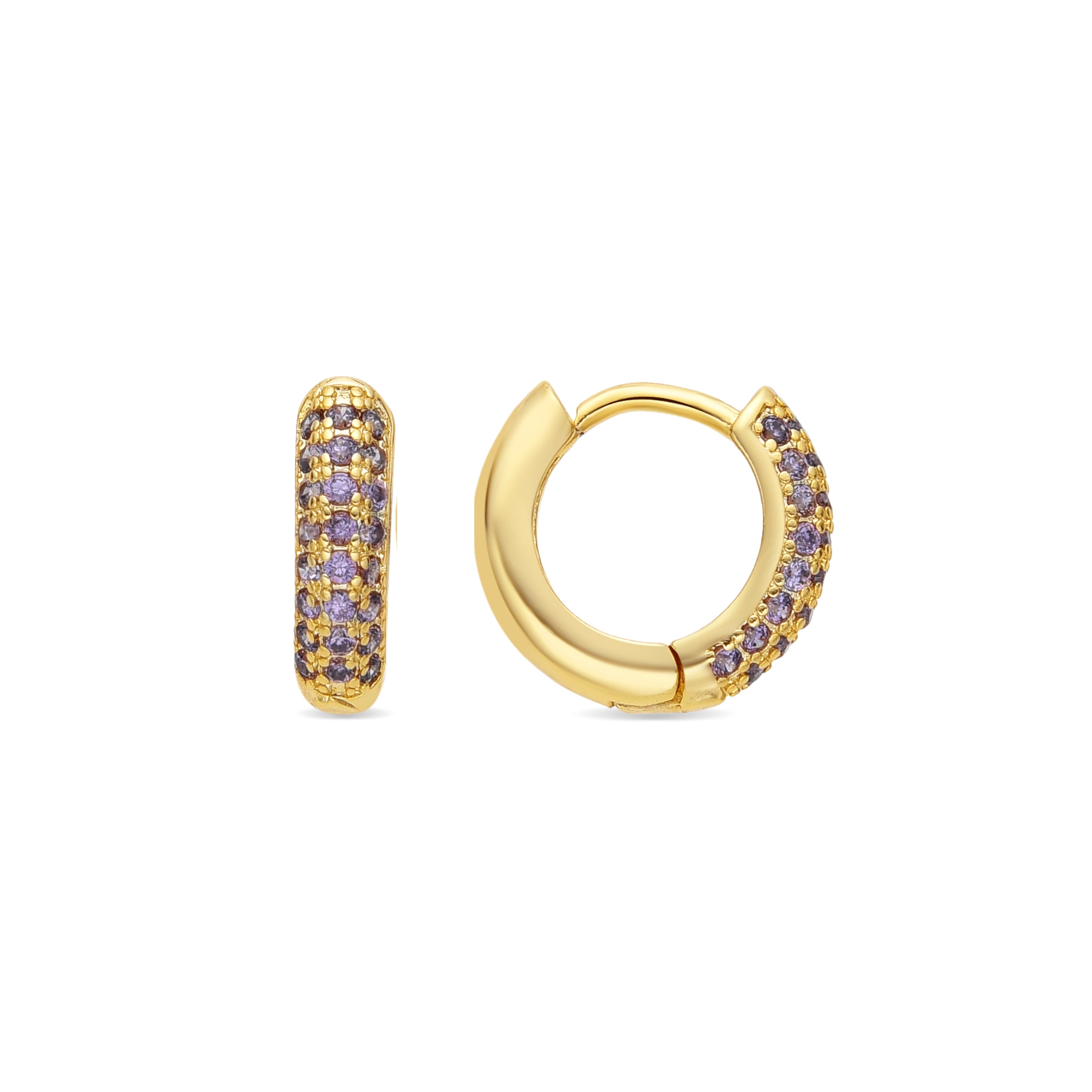 Pendientes acabado oro amarillo de 18k y Circonita Amatista - Krax