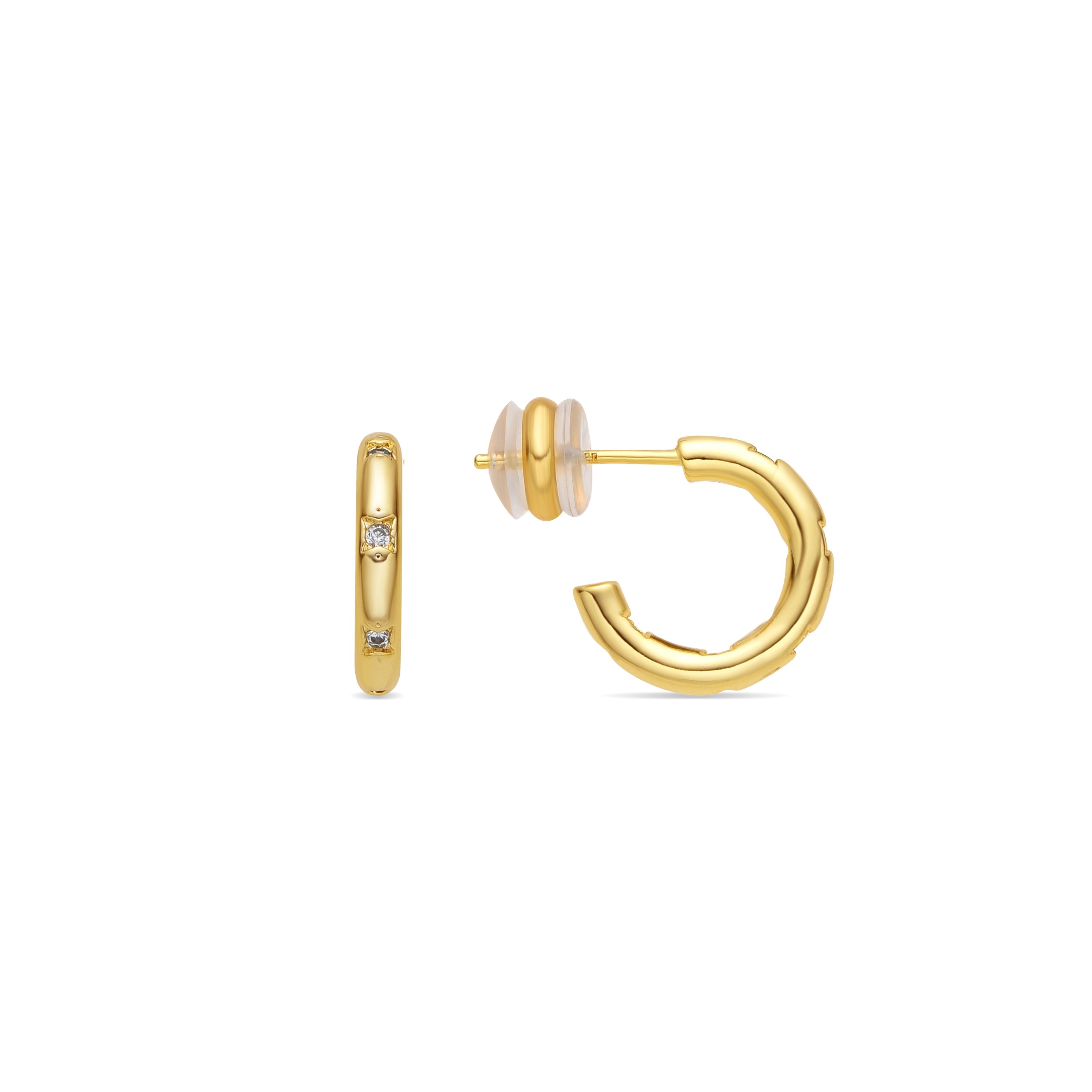 Pendientes acabado oro amarillo de 18k y Circonita Brillante - Sisah