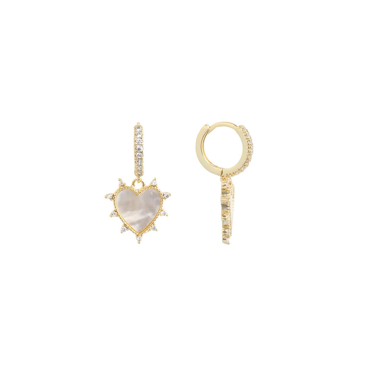Pendientes acabado oro amarillo de 18k y Madreperla Blanca - Marloi