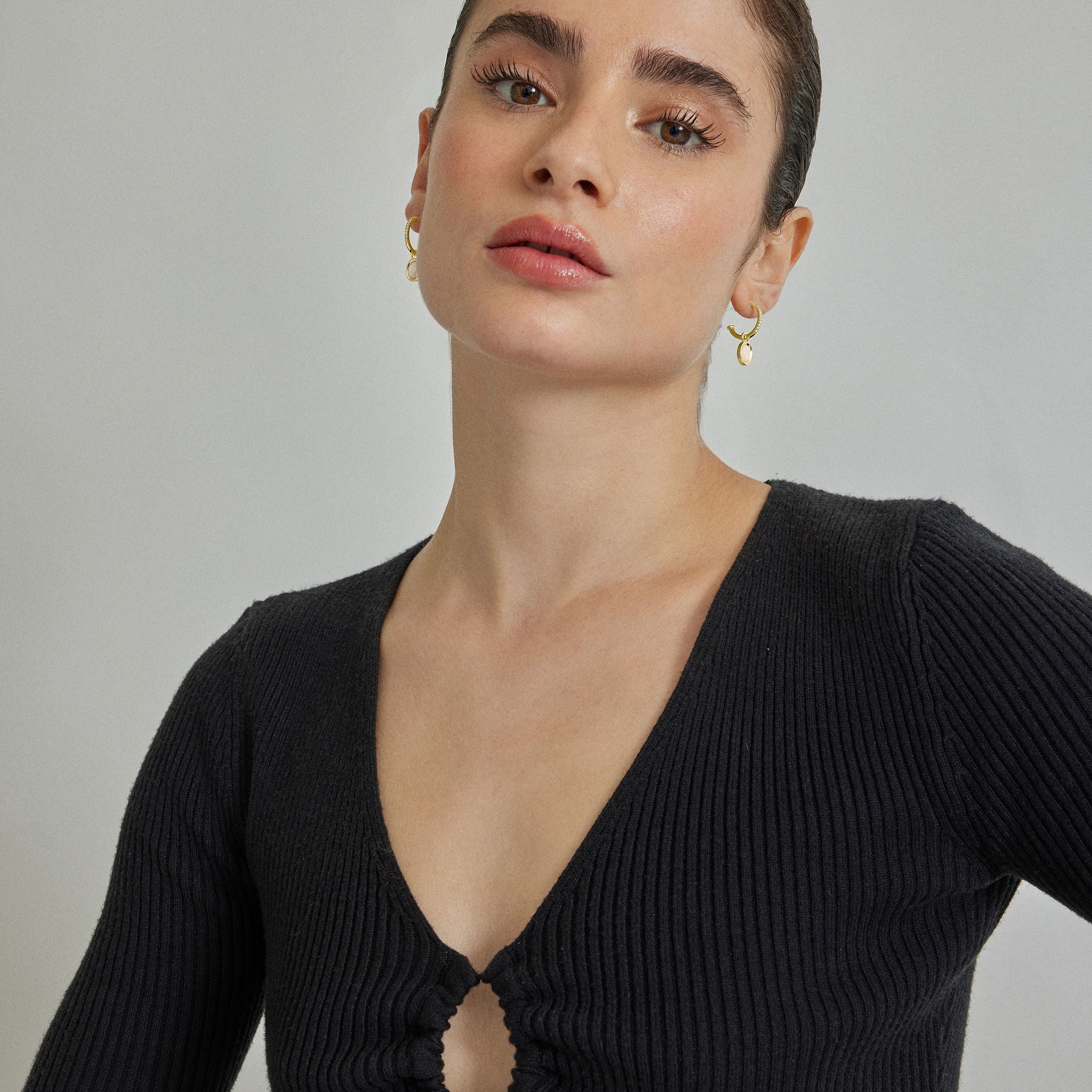 Pendientes de Cristal Blanco acabados en oro amarillo 18K - Nyahau