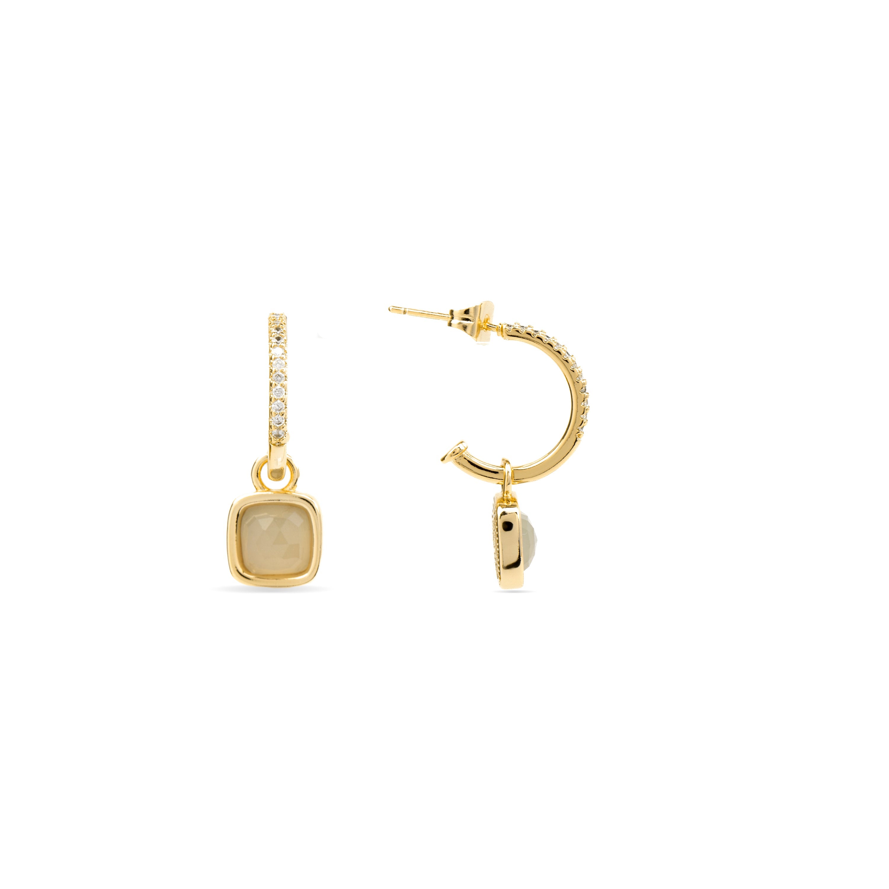 Pendientes de Cuarzo Gris Nublado acabados en oro amarillo 18K - Darmix