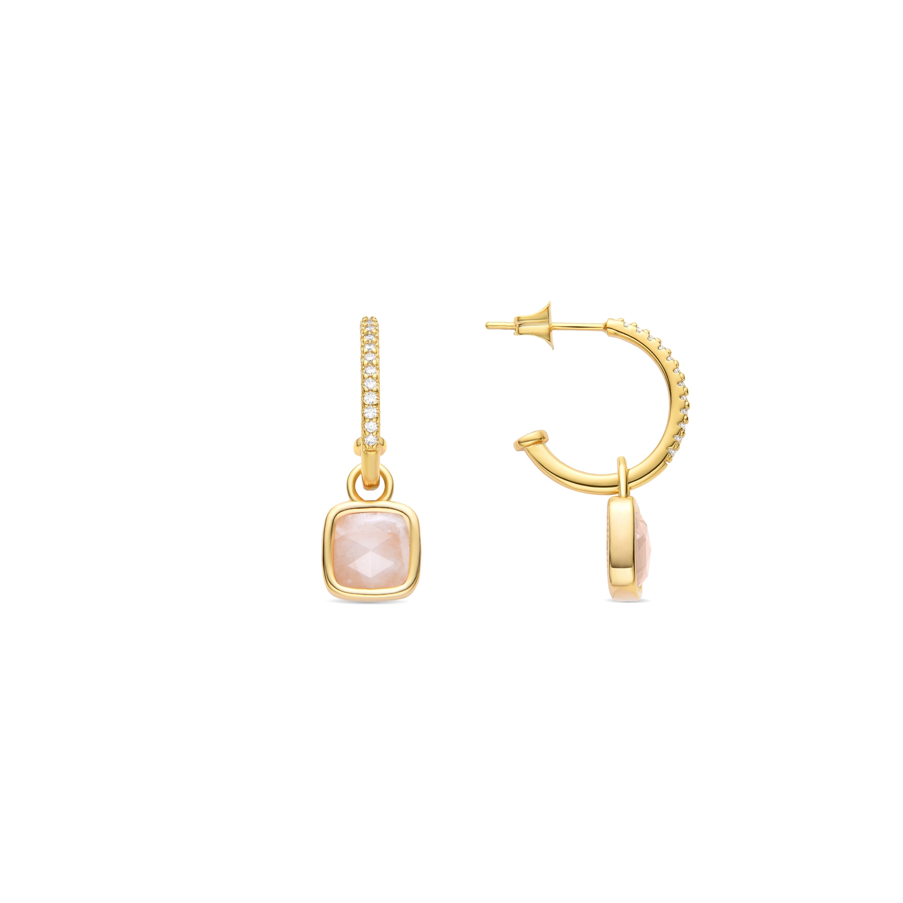Pendientes de Cristal Blanco acabados en oro amarillo 18K - Darmix
