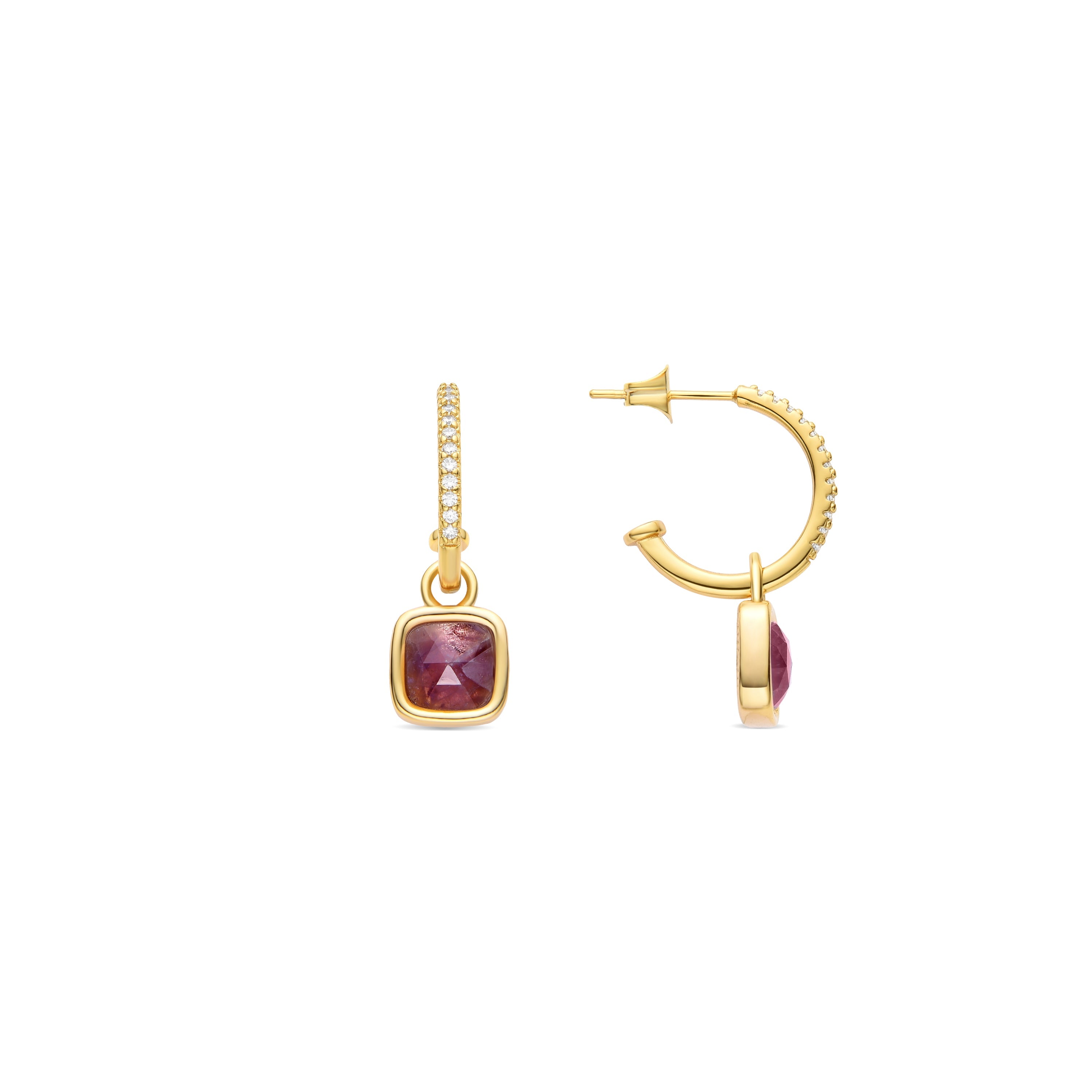Pendientes de Cristal Morado acabados en oro amarillo 18K - Ourhis